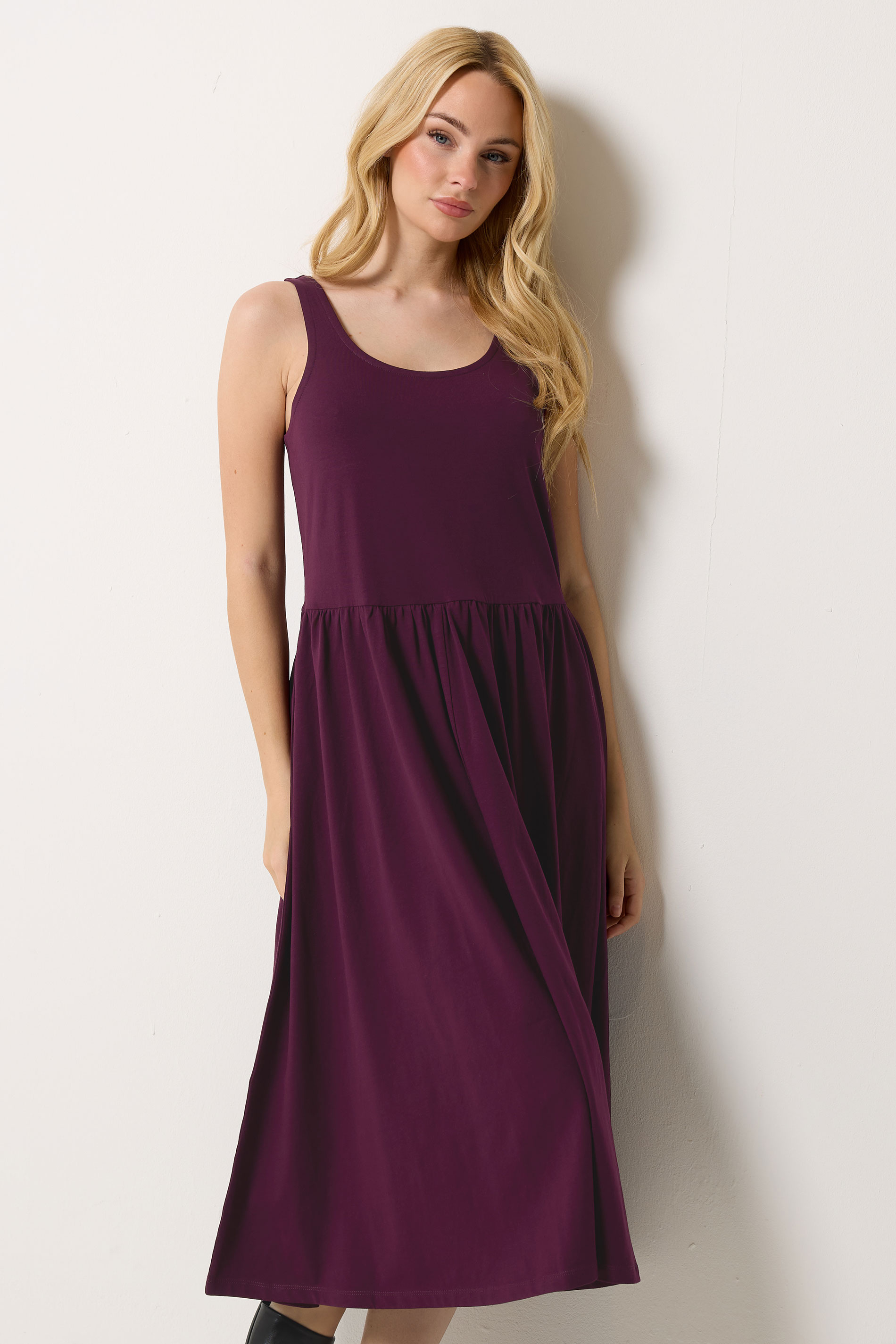 M&Co Berry Purple Sleeveless Midi Dress | M&Co 3