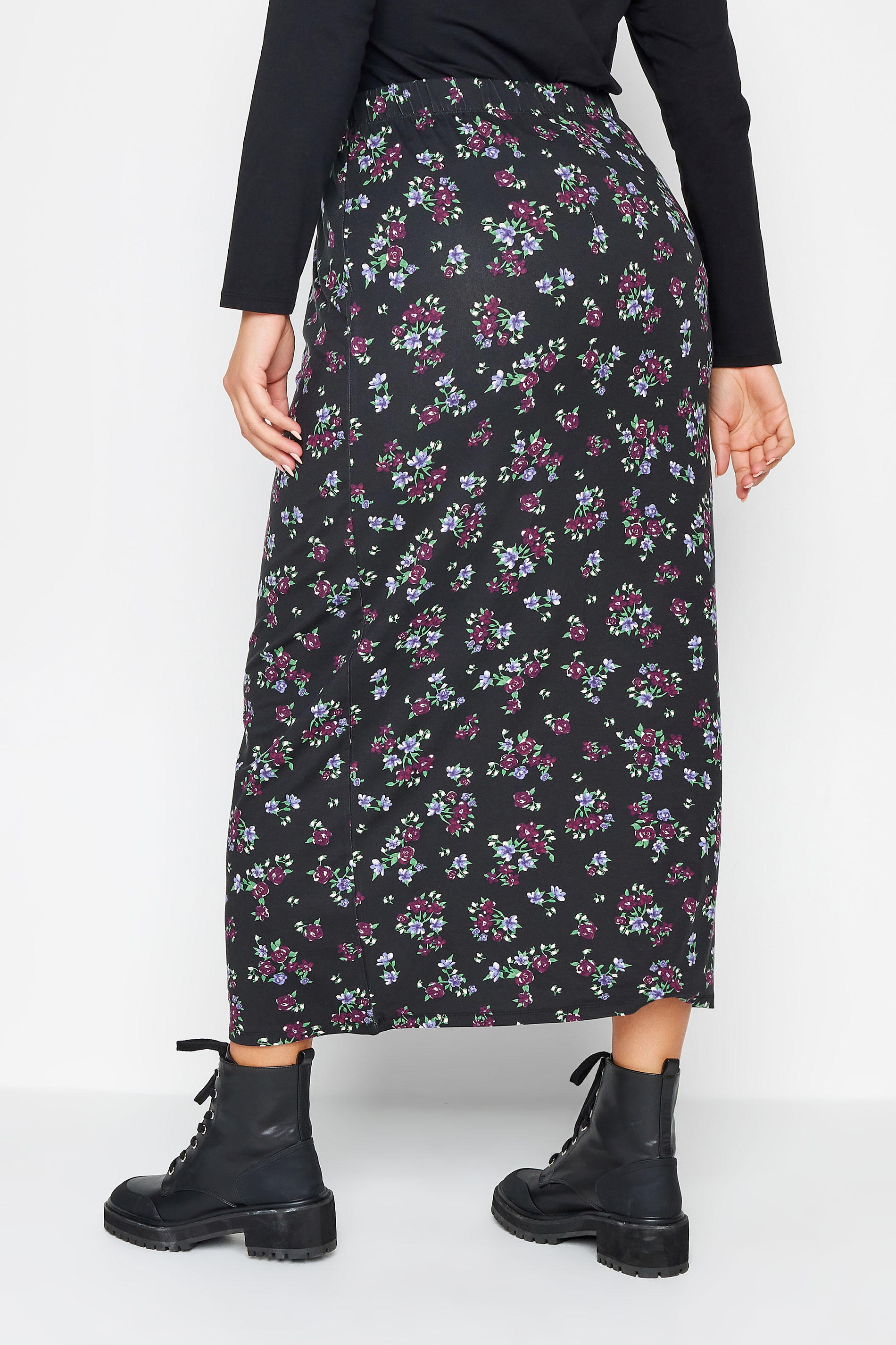 YOURS Plus Size Purple Floral Print Maxi Skirt | Yours Clothing 3