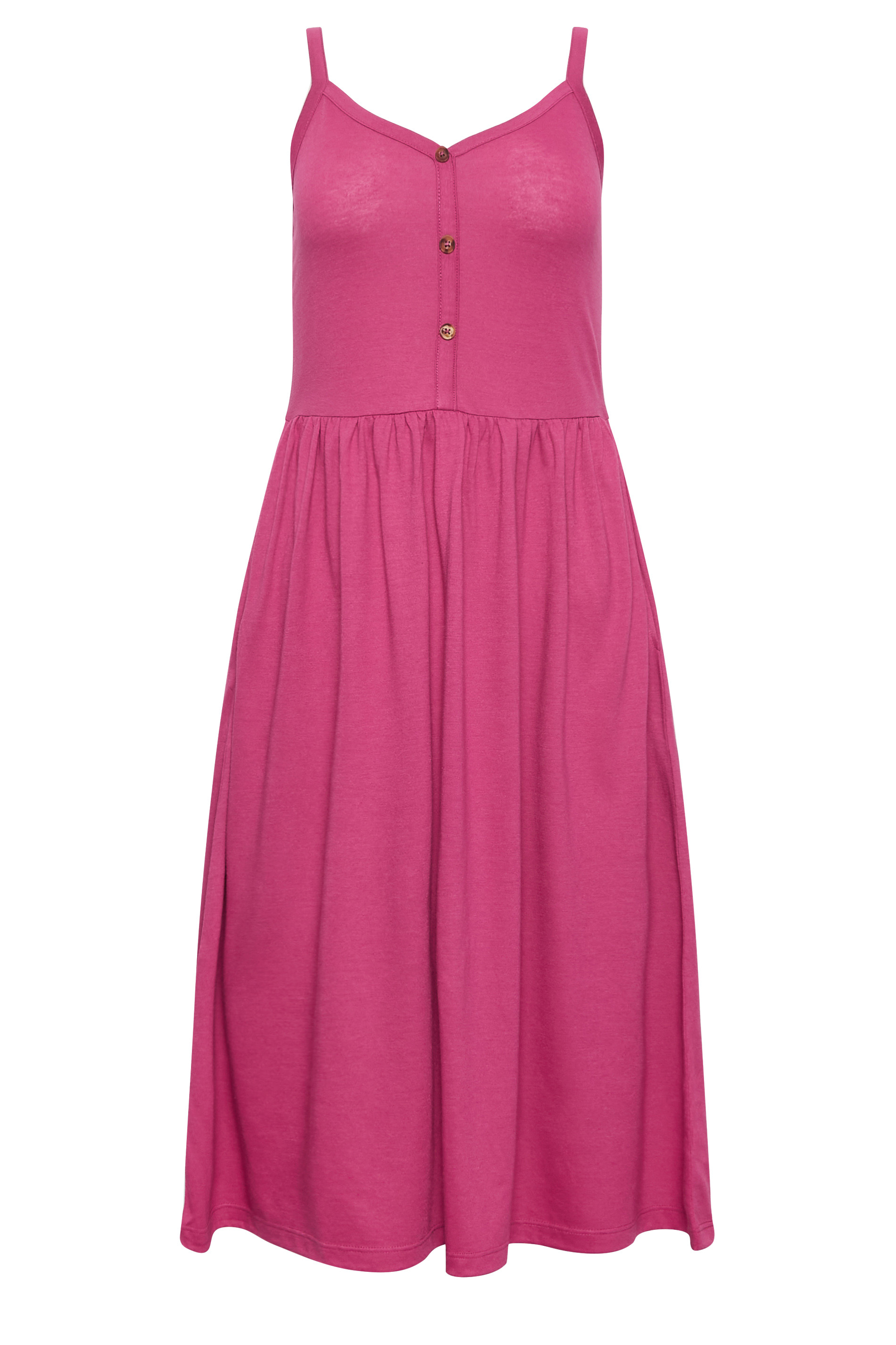 PixieGirl Pink Button Through Midi Dress | PixieGirl