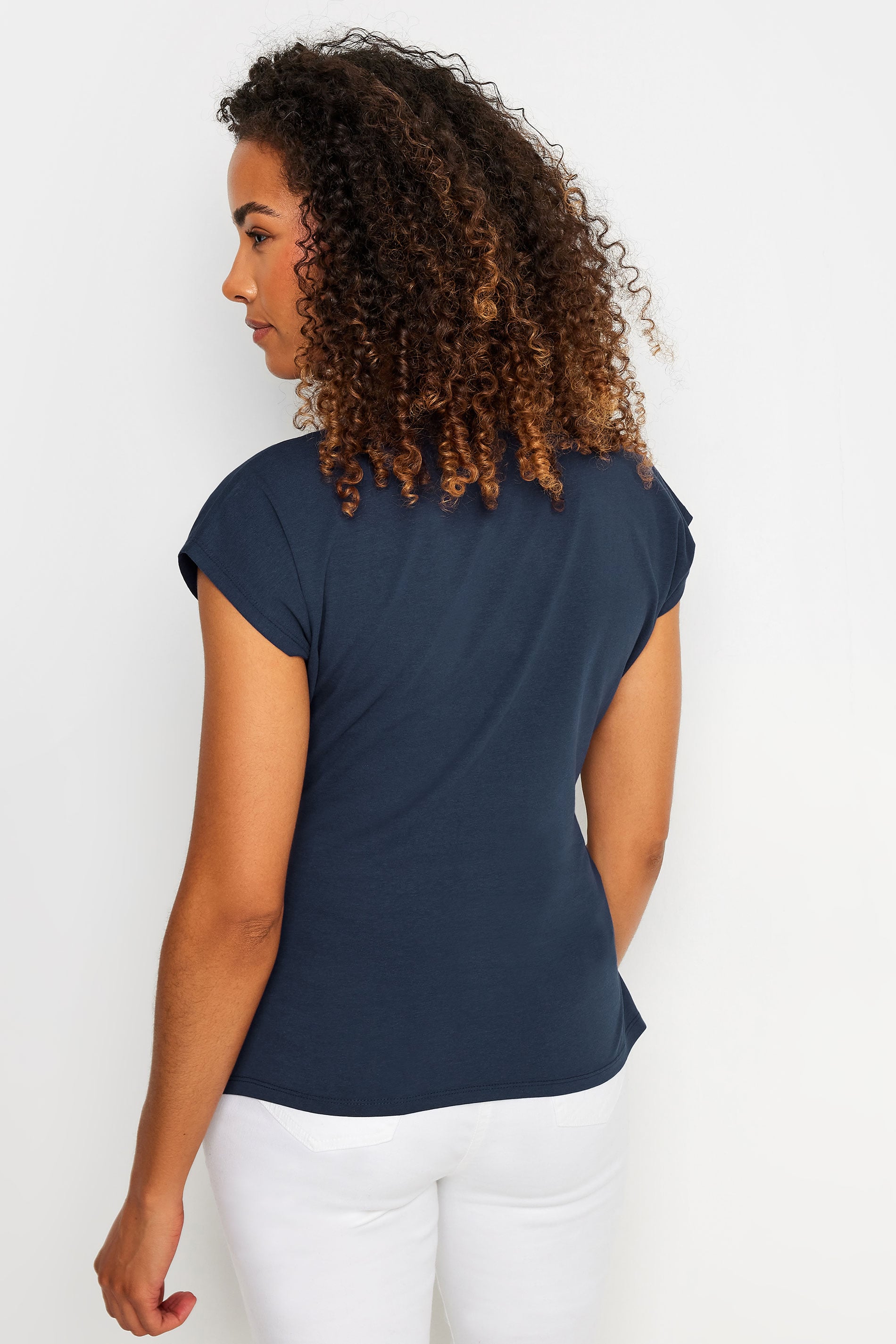 M&Co Navy Blue Short Sleeve Wrap Top | M&Co 2