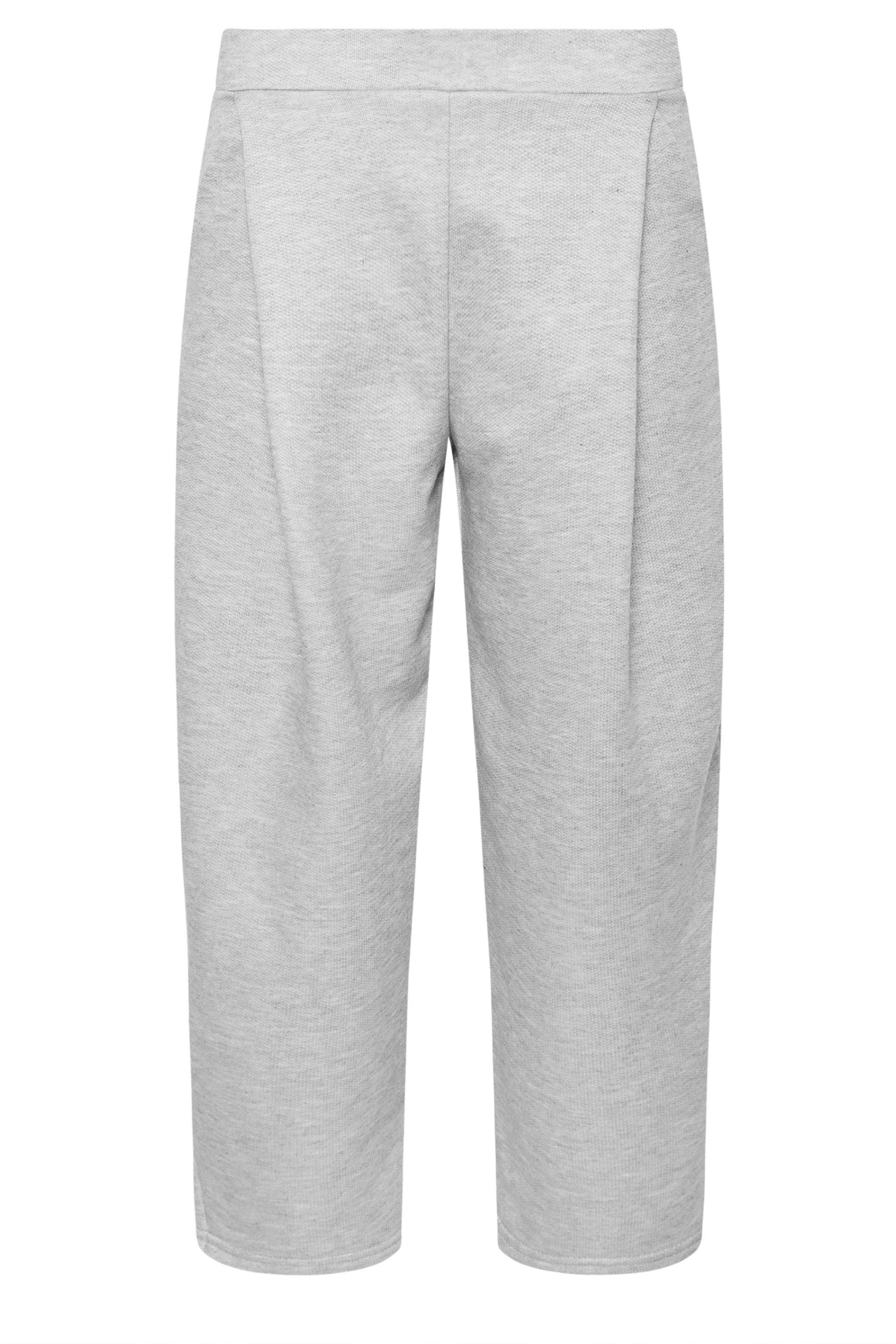 PixieGirl Petite Women's Grey Marl Jersey Pleated Barrel Trousers | PixieGirl 5