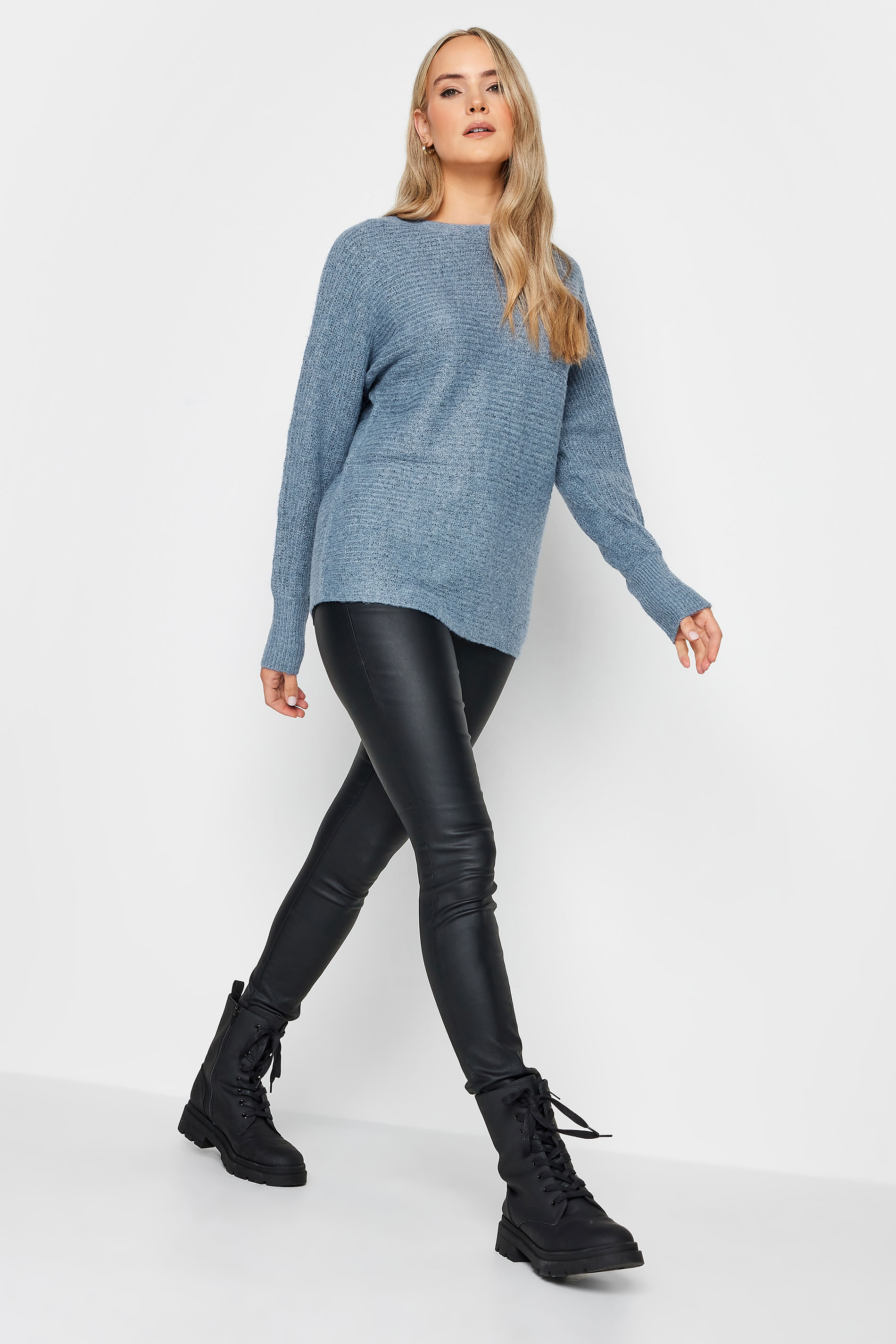 LTS Tall Light Blue Long Sleeve Knitted Jumper | Long Tall Sally 2