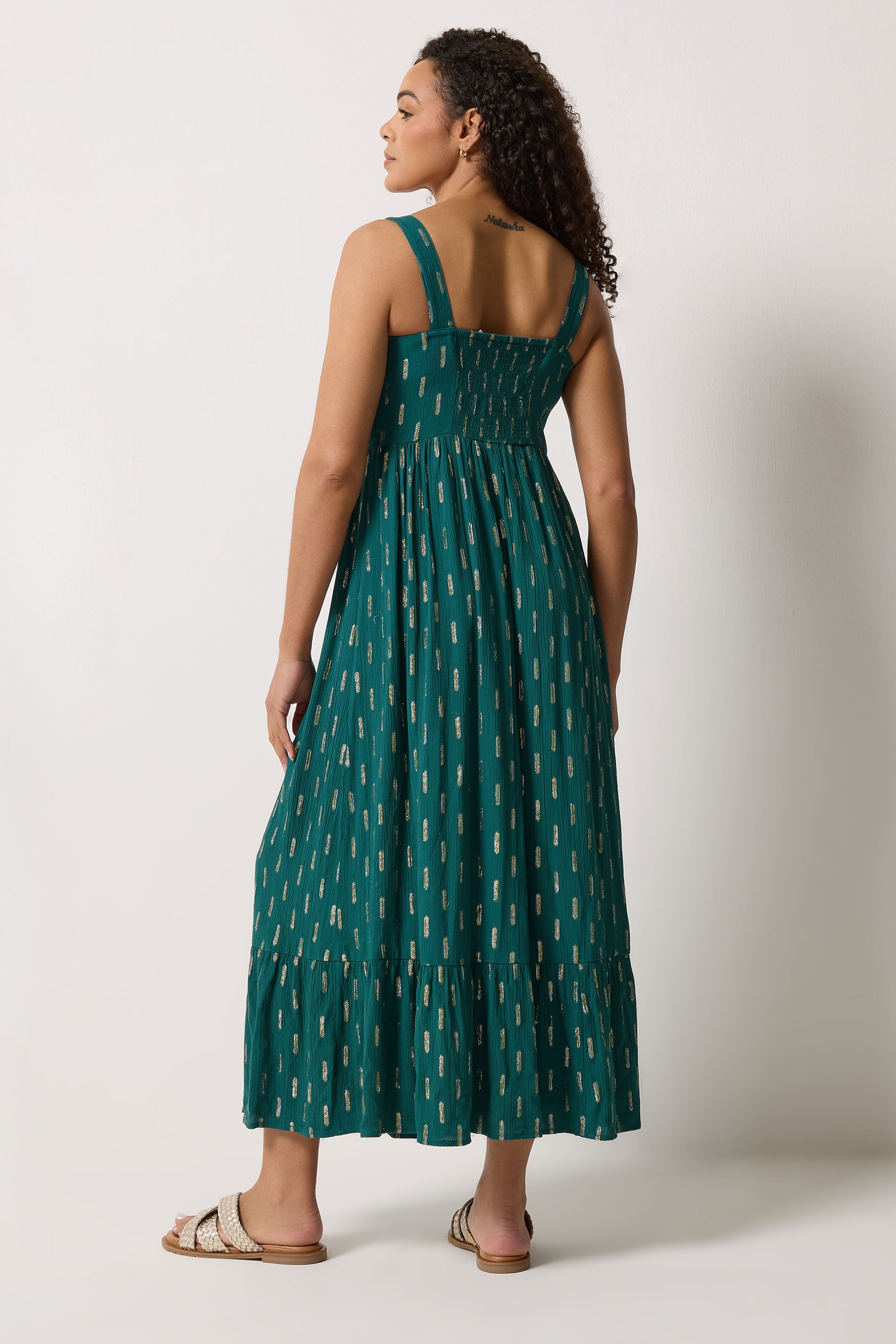 M&Co Teal Green Foil Detail  Maxi Dress | M&Co 2