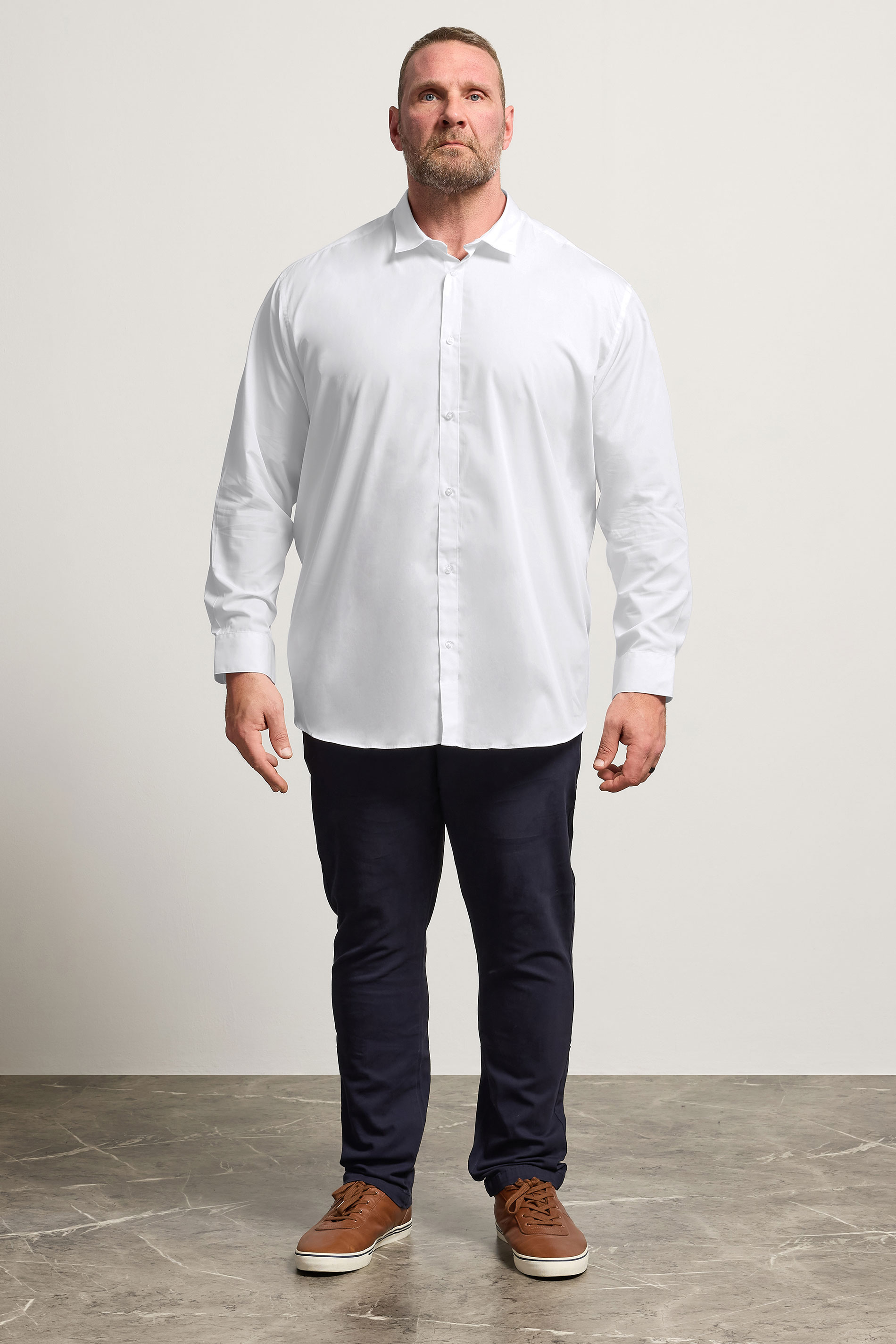 JACK & JONES Big & Tall White Long Sleeve Shirt | BadRhino 1