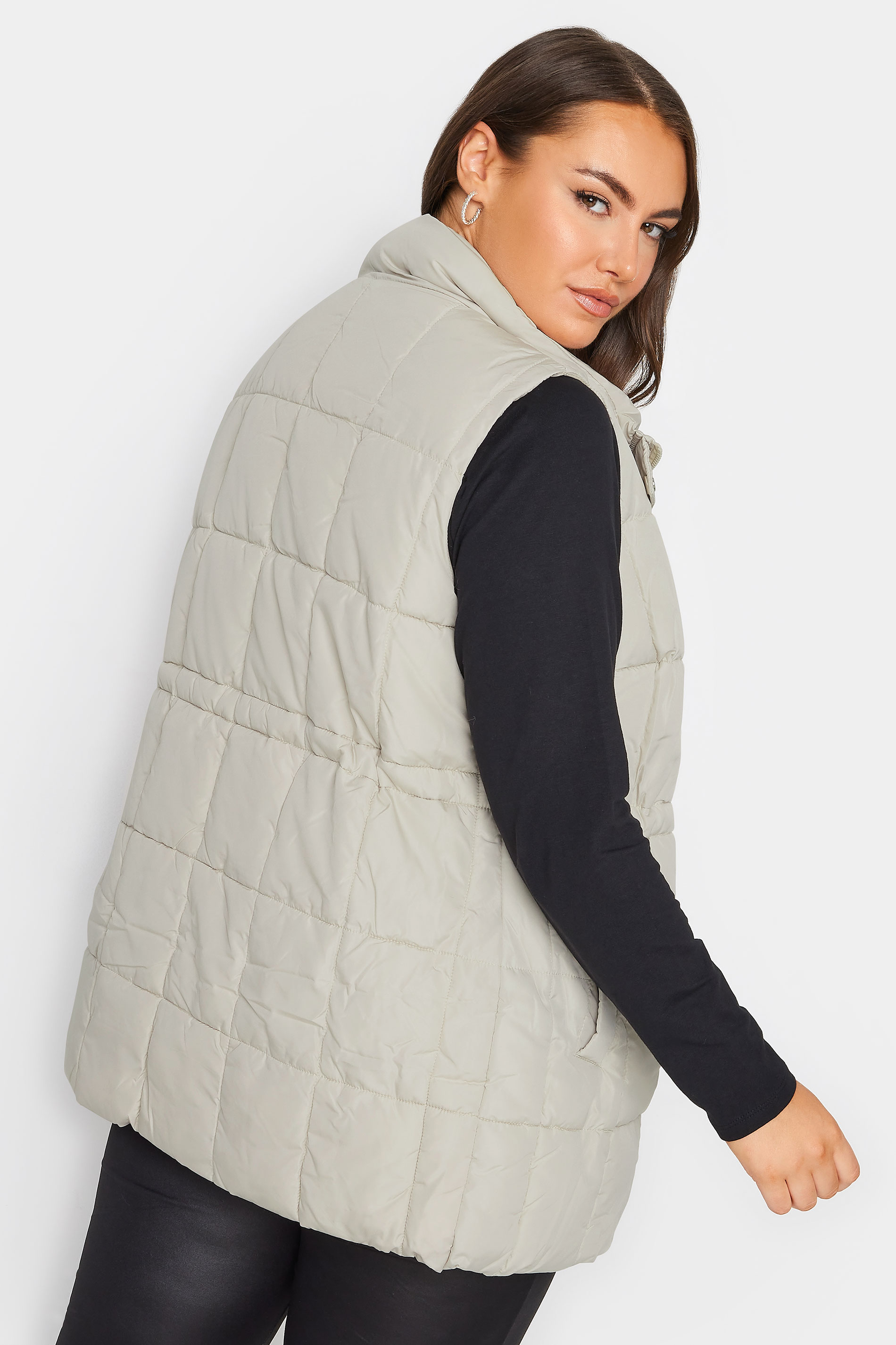 YOURS Plus Size Ivory White Quilted Lightweight Gilet | Yours Clothing 3