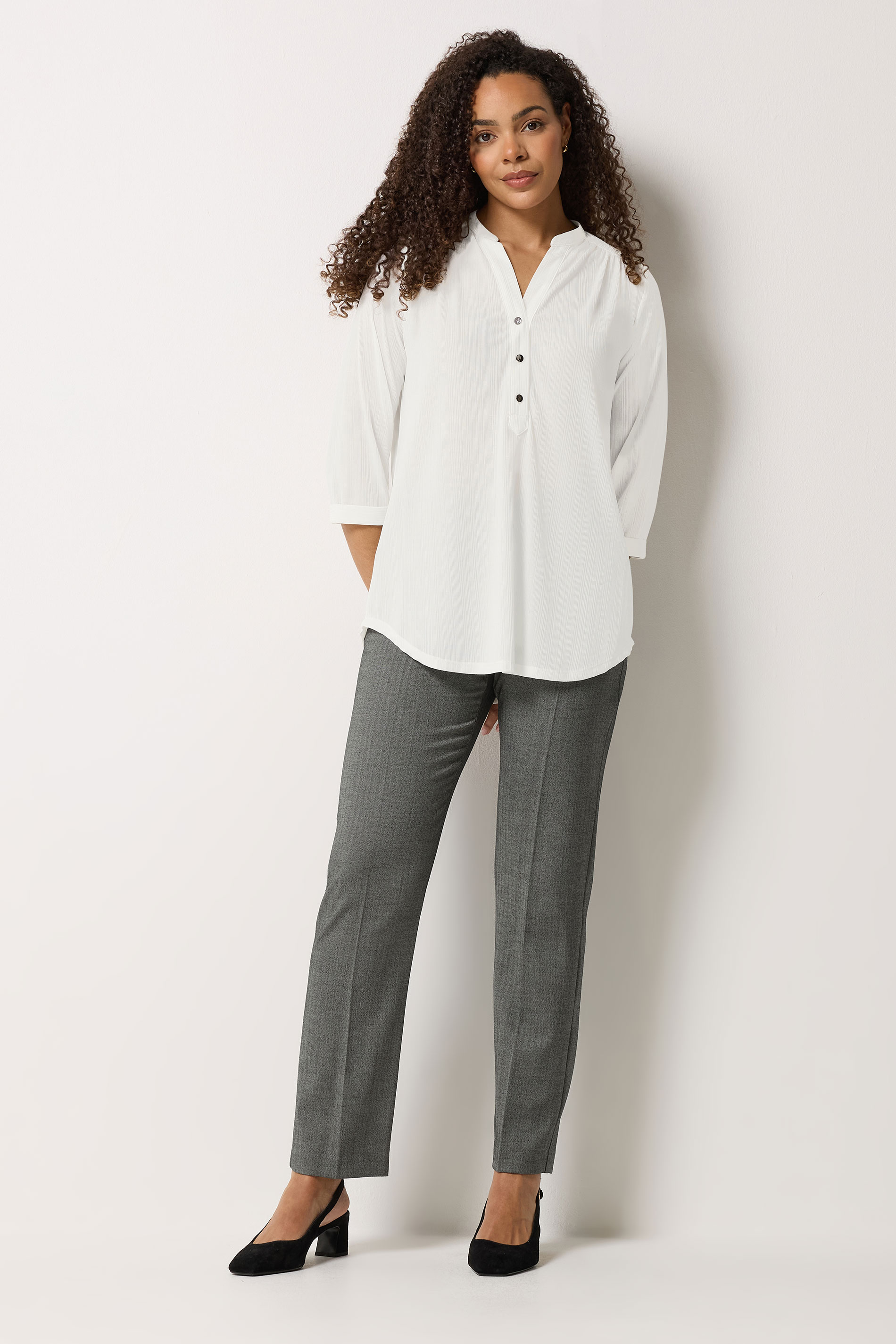 M&Co Ivory White Textured Lightweight Blouse| M&Co 1