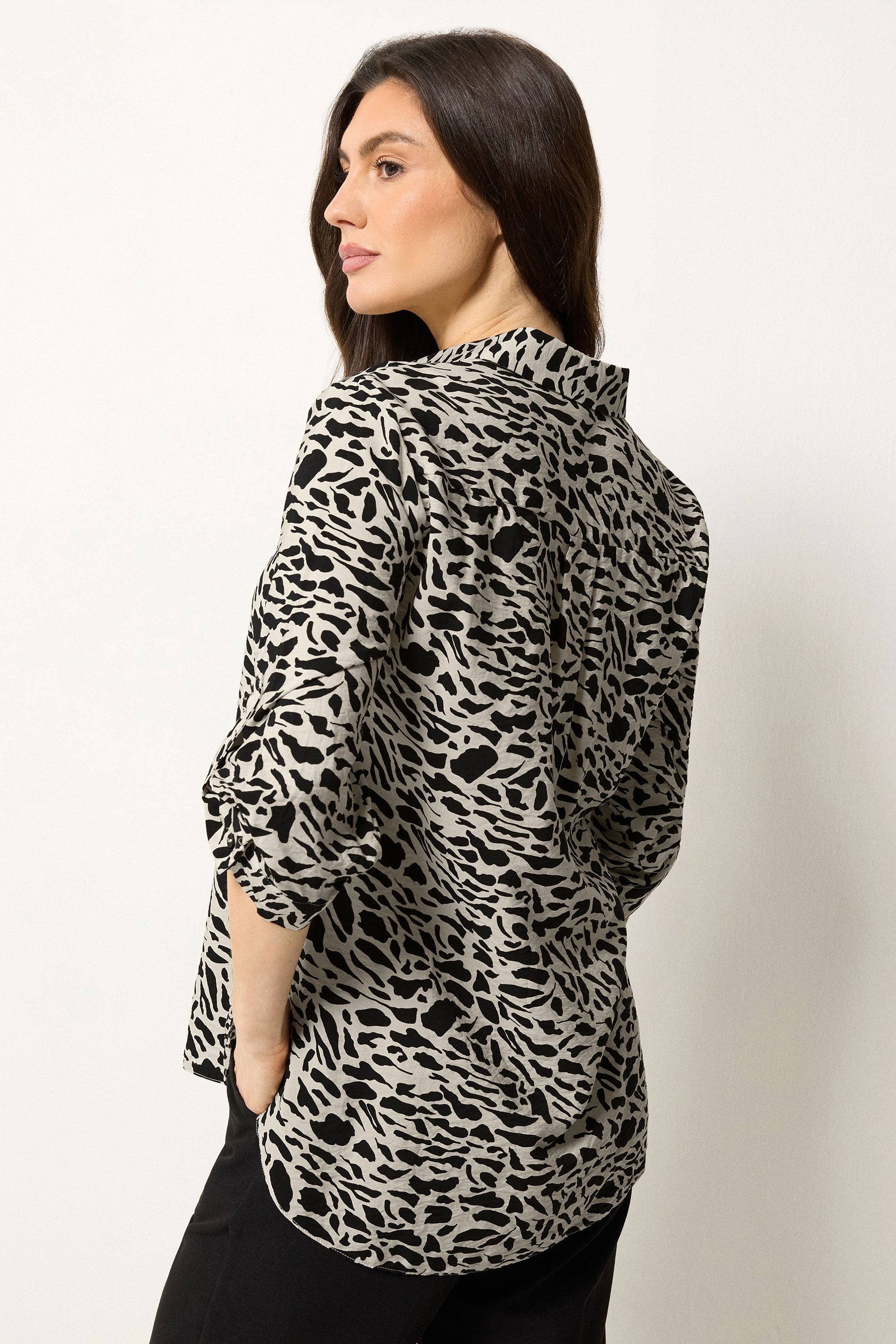 M&Co White & Black Abstract Tab Sleeve Shirt  2