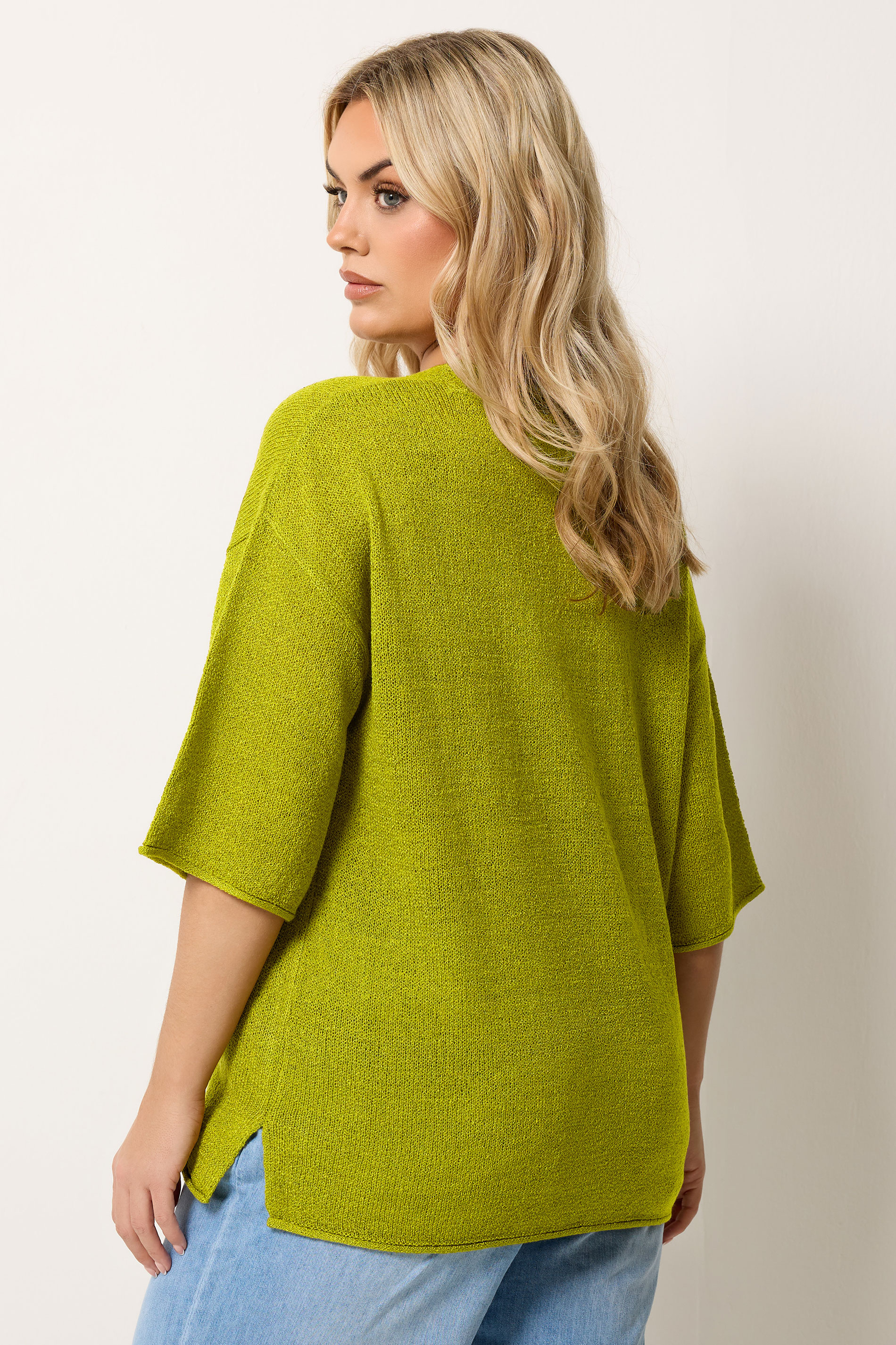 YOURS Plus Size Green Knitted T-Shirt | Yours Clothing 4