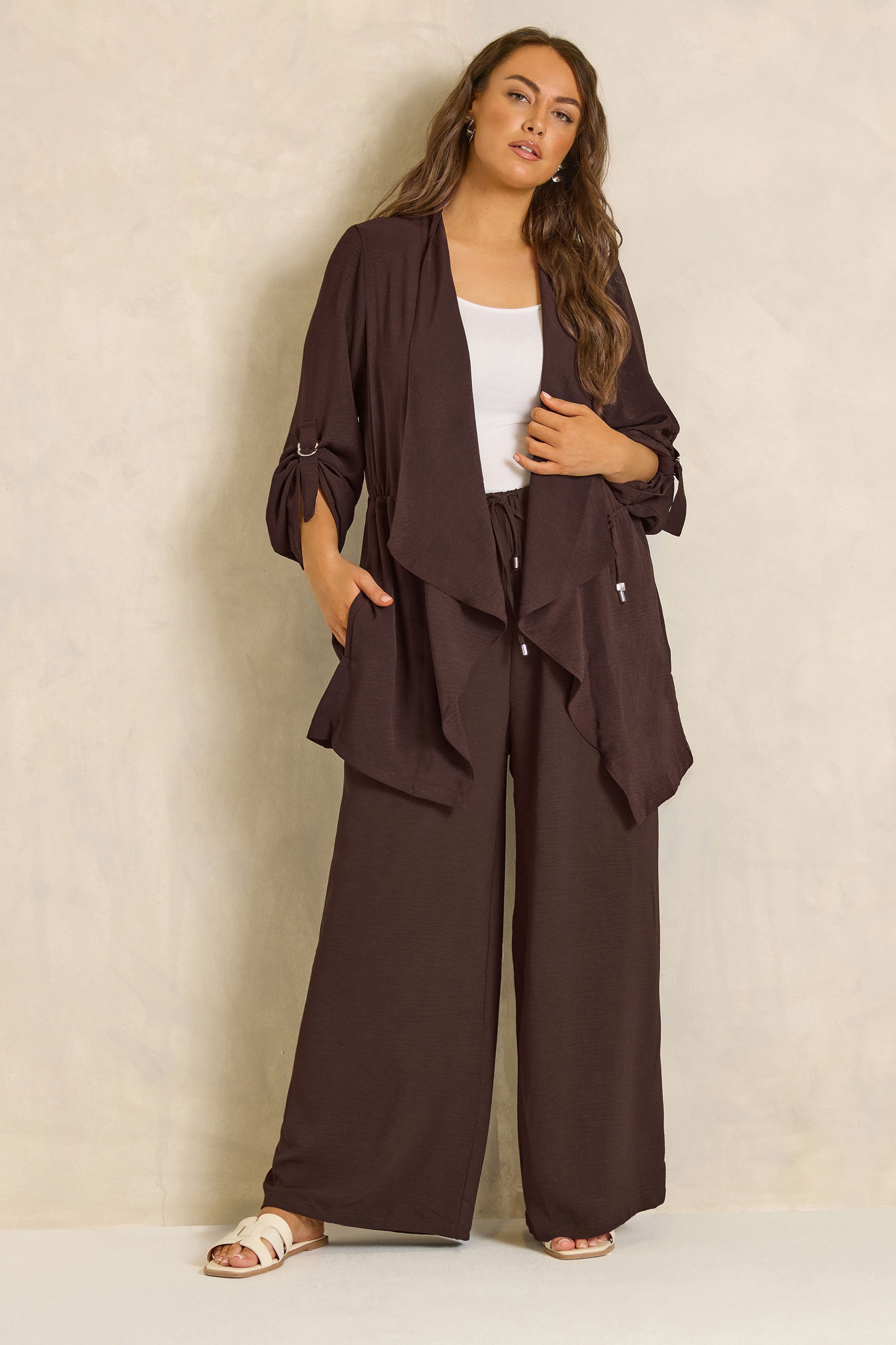 EVANS Plus Size Jacket & Trouser Chocolate Brown Set | Evans 3