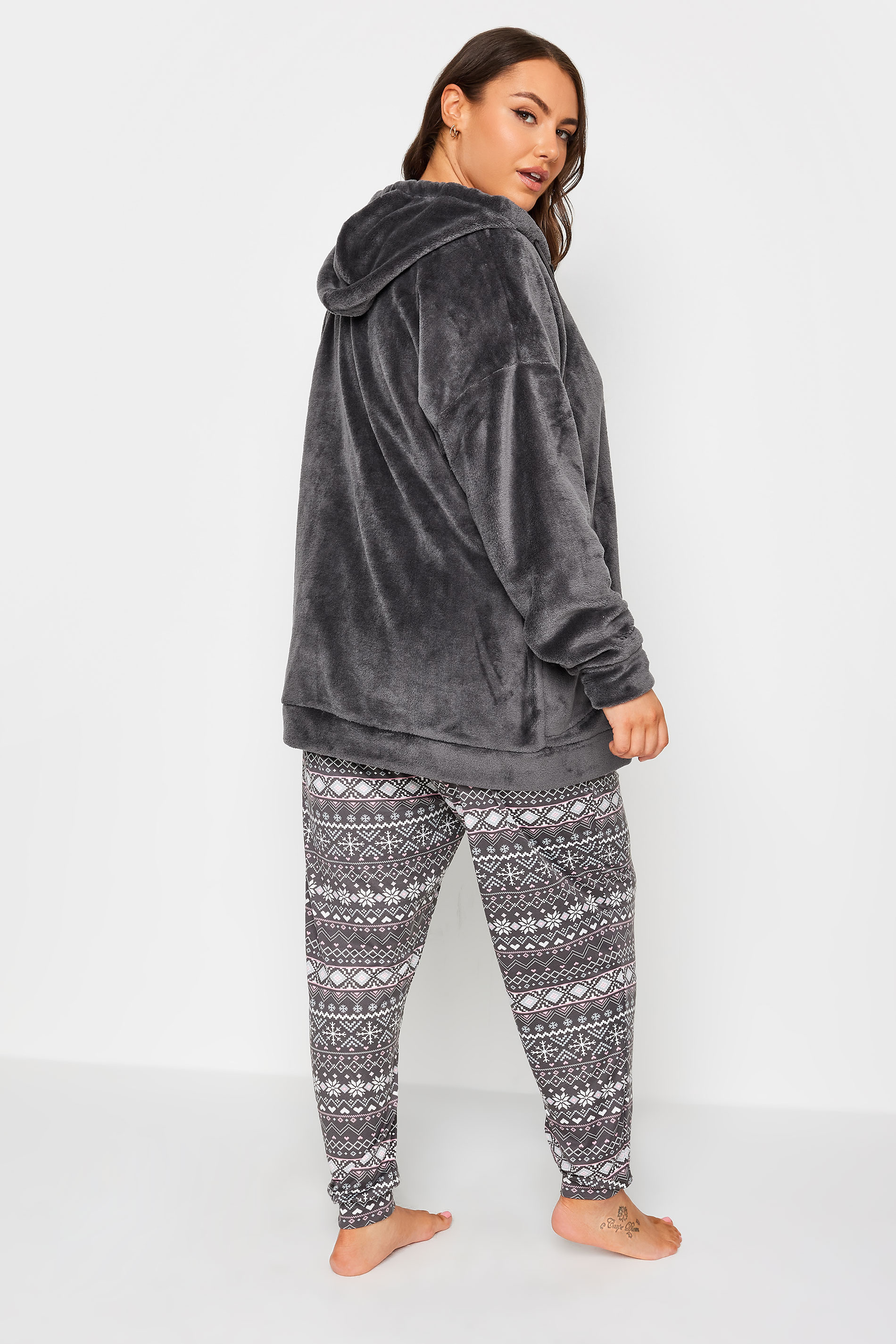 YOURS Plus Size Charcoal Grey Soft Touch Lounge Hoodie | Yours Clothing 3