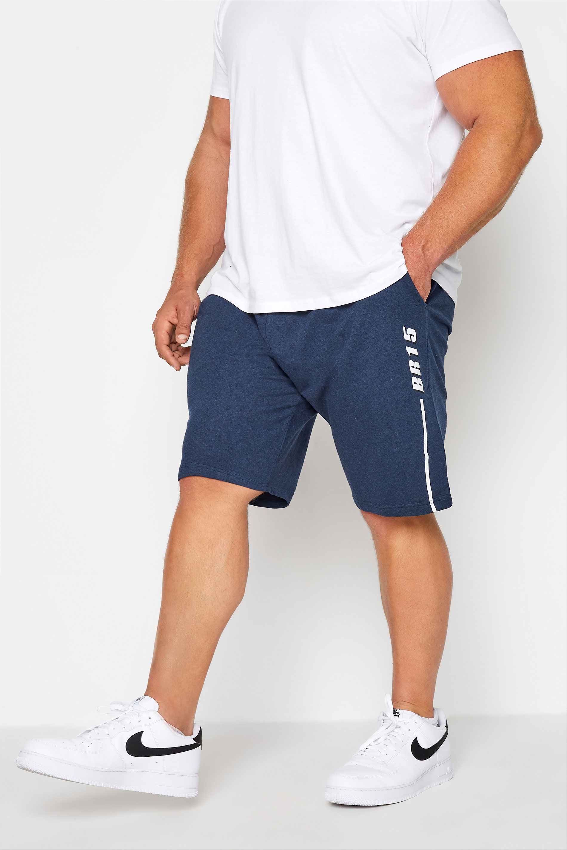 BadRhino Big & Tall Navy Blue Sweat Shorts_A.jpg