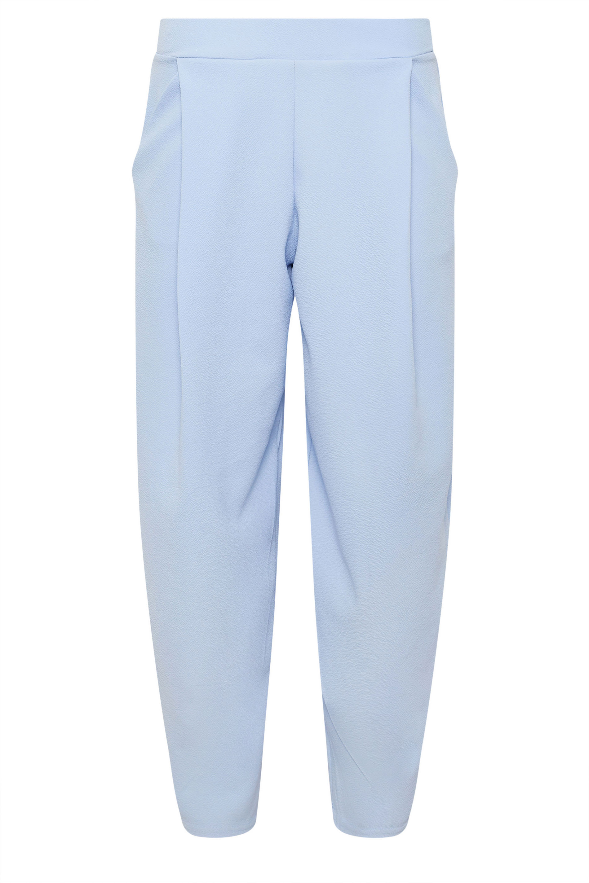 PixieGirl Petite Women's Blue Crinkle Barrel Leg Trousers | PixieGirl 5