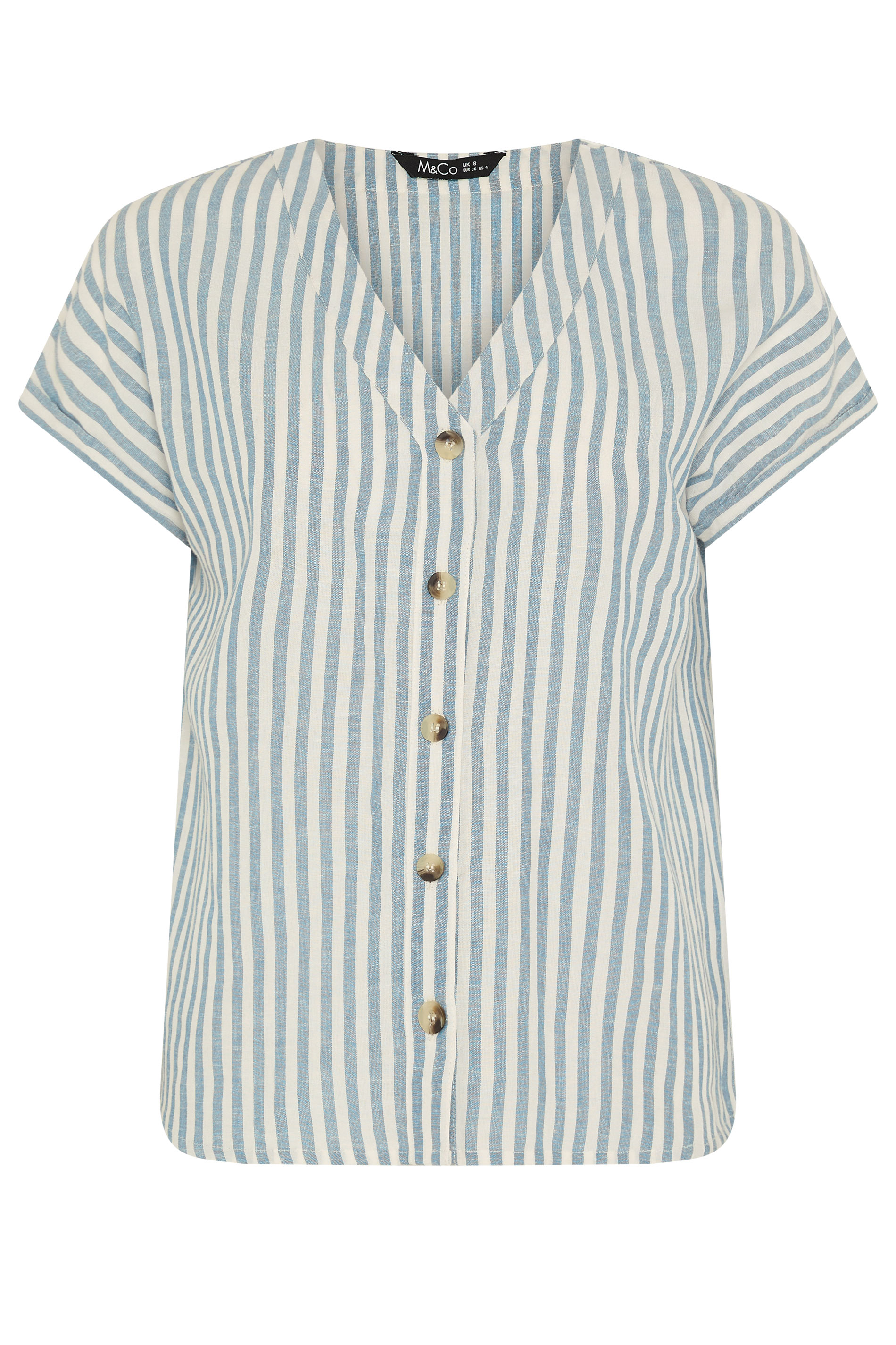 M&Co Petite Blue & White Stripe Blouse | M&Co 5