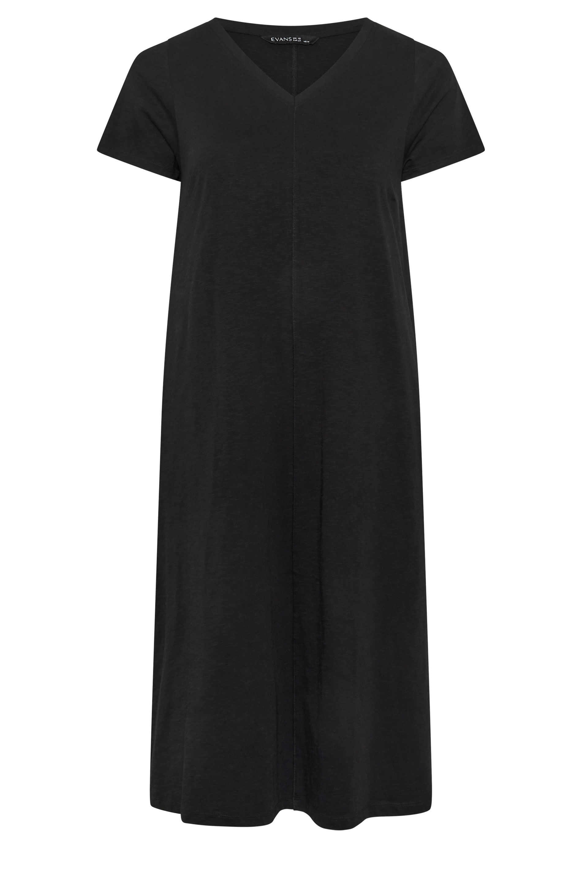 EVANS Plus Size 2 Pack Black & Berry Red Cotton Midi Dress 10