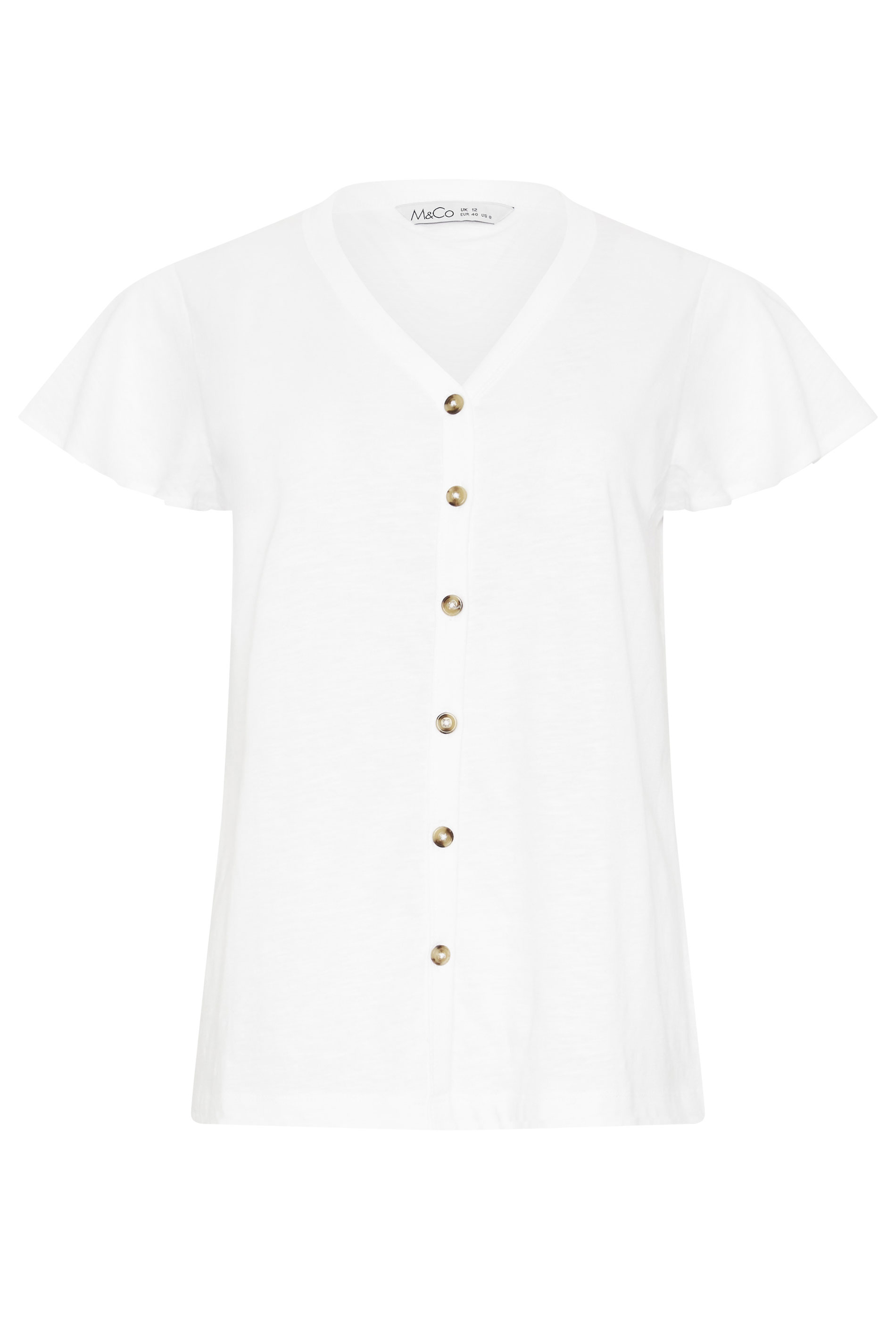 M&Co White Cotton Frill Sleeve Blouse | M&Co 5