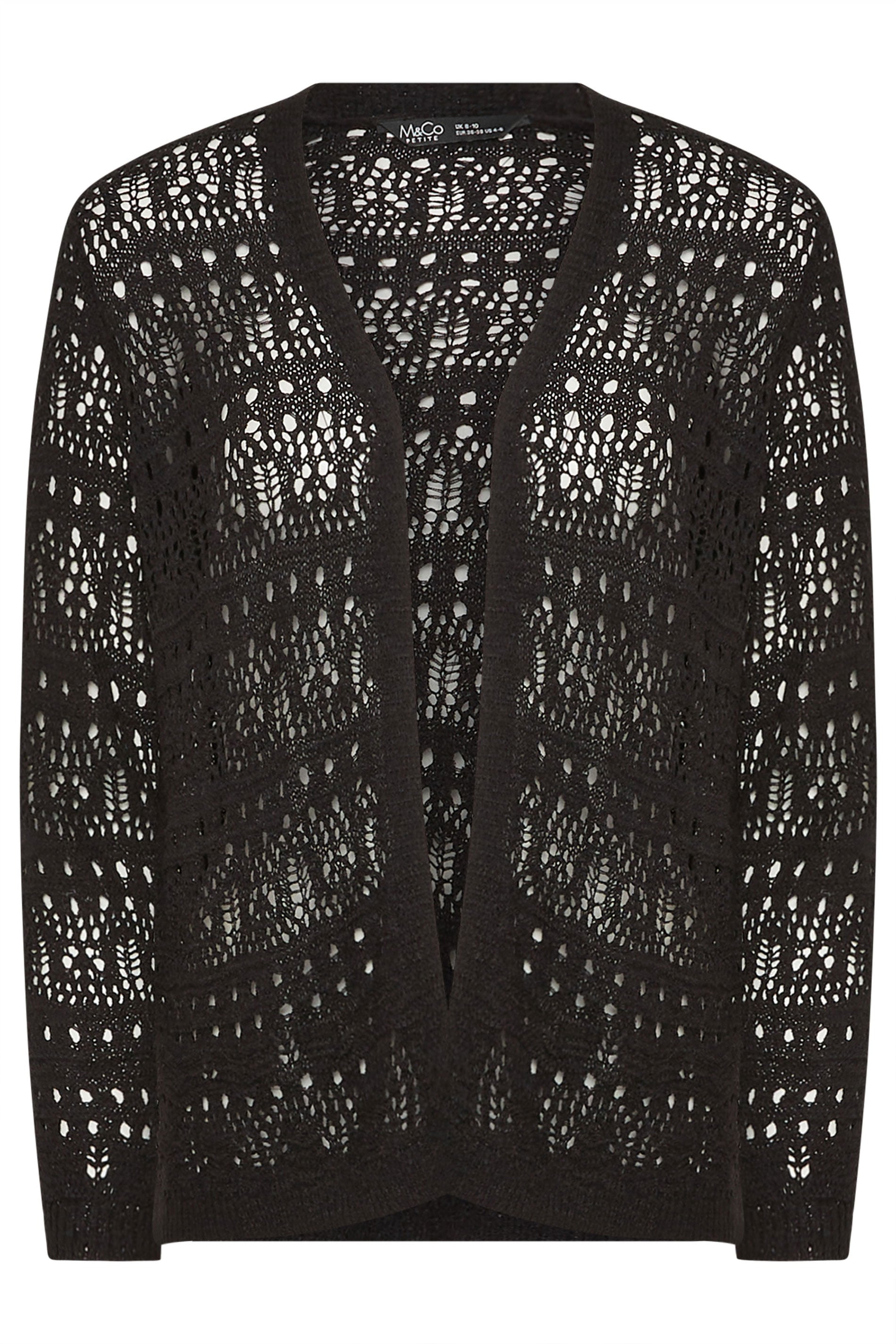 M&Co Petite Black Open Front Crochet Cardigan | M&Co 5