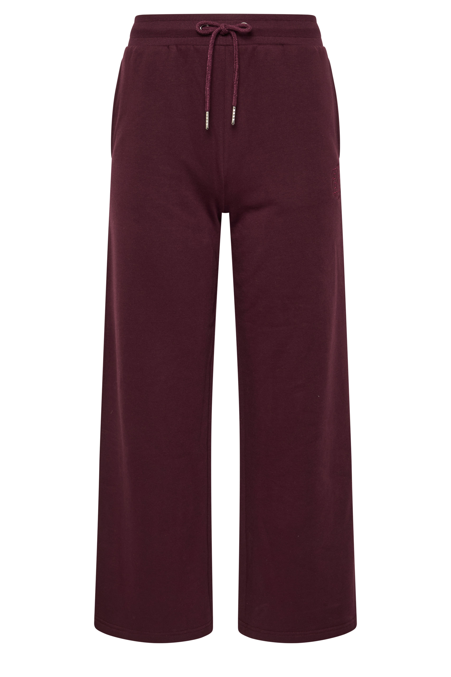 PixieGirl Petite Women's Dark Red Embroidered '22' Slogan Wide Leg Joggers | PixieGirl  2