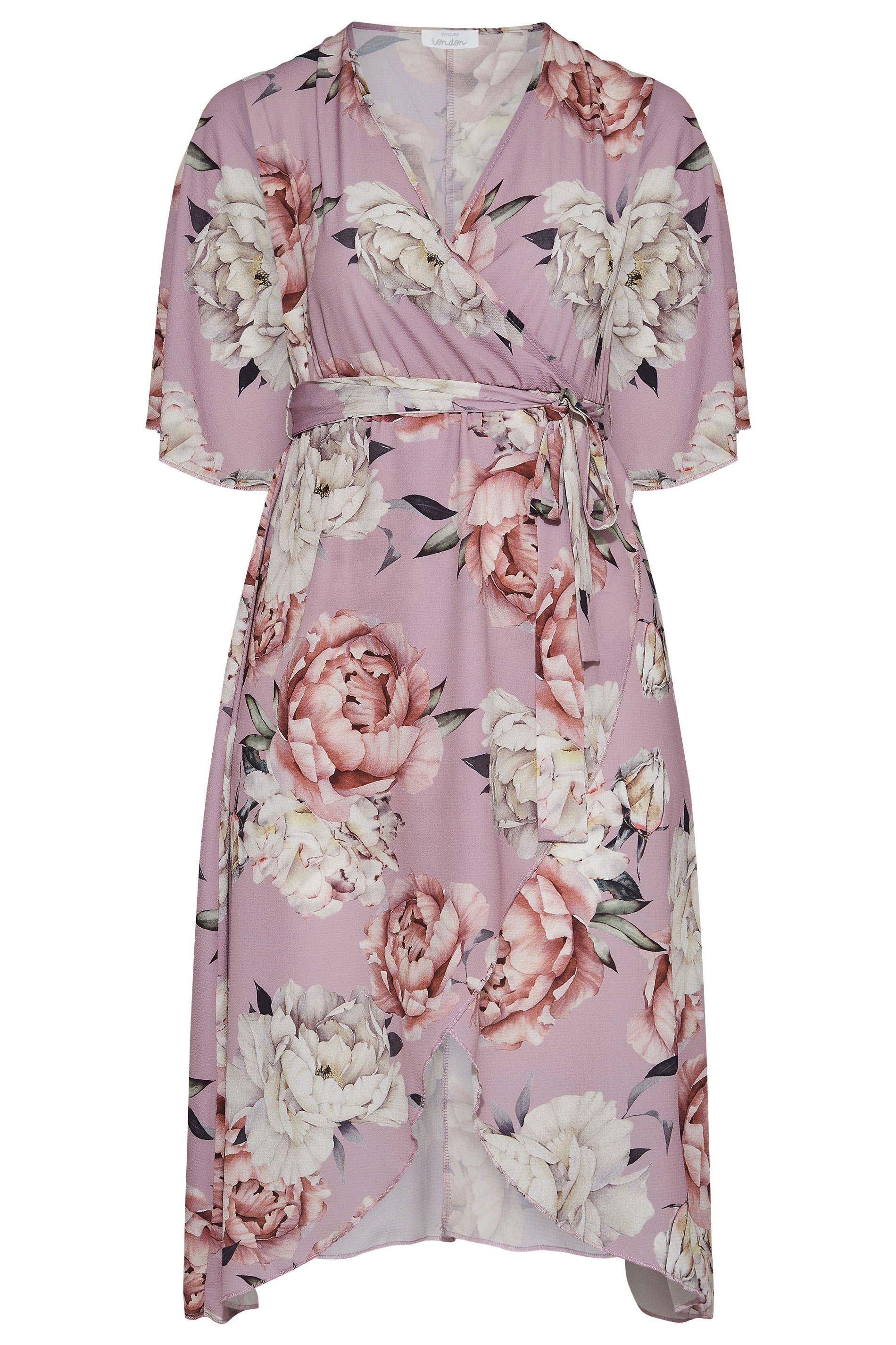 Robes Grande Taille Grande taille  Robes Portefeuilles | YOURS LONDON - Robe Rose Cache-Coeur Imprimé Floral - WC61159
