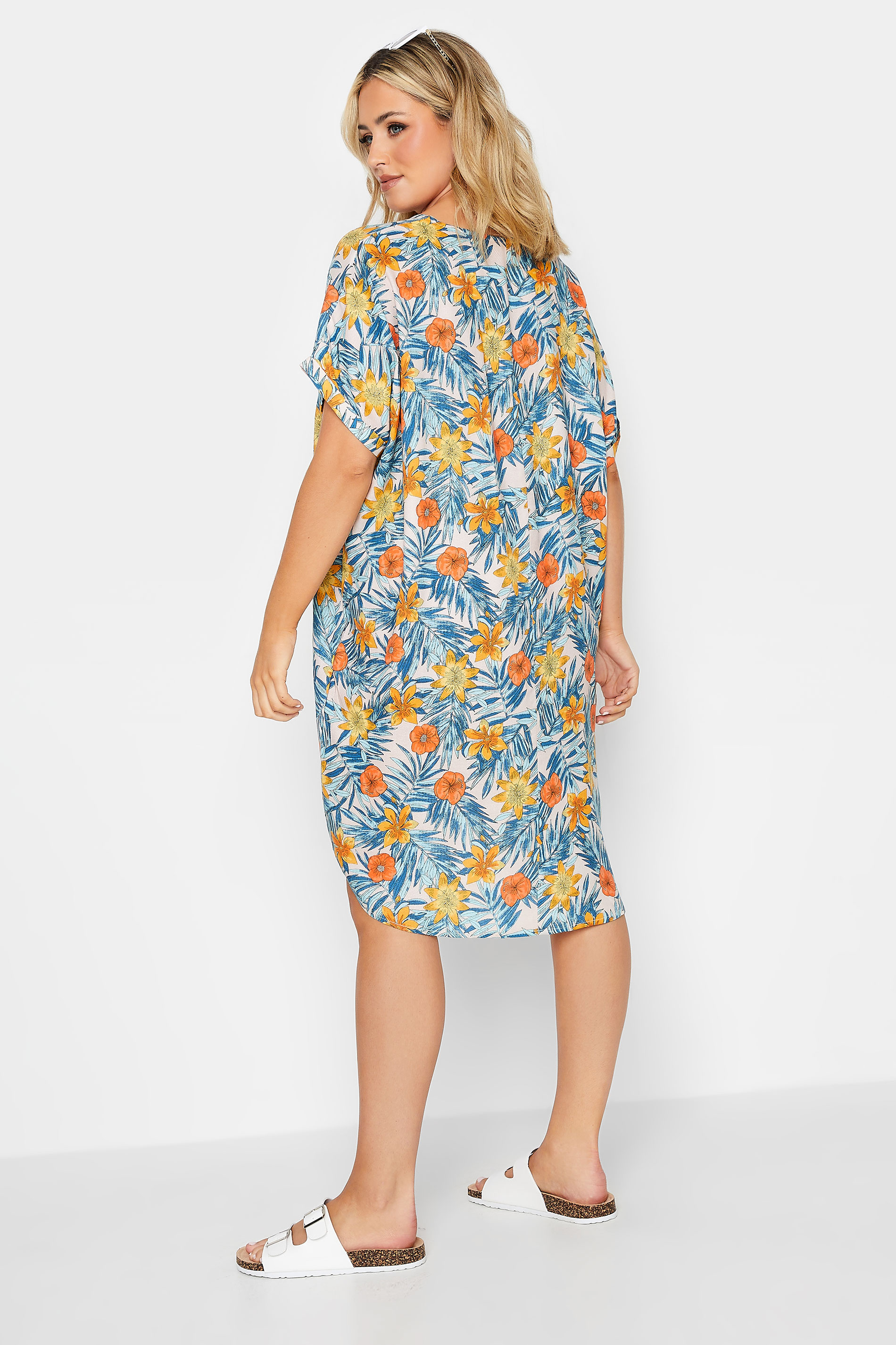 YOURS Plus Size Blue Floral Tunic Dress | Yours Clothing 3