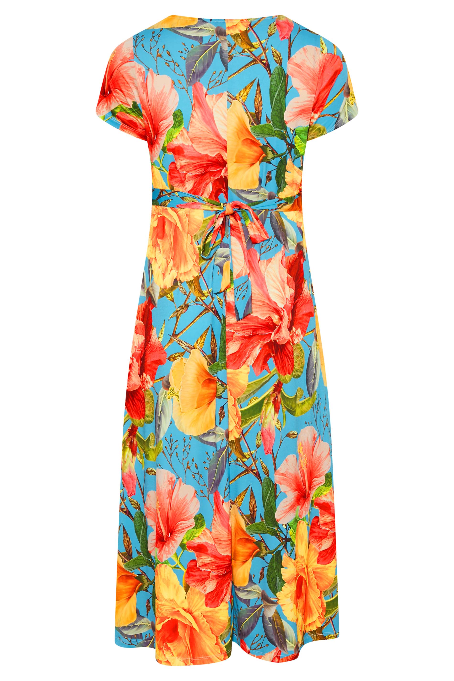 Plus Size Blue Floral Print Maxi Wrap Dress | Yours Clothing