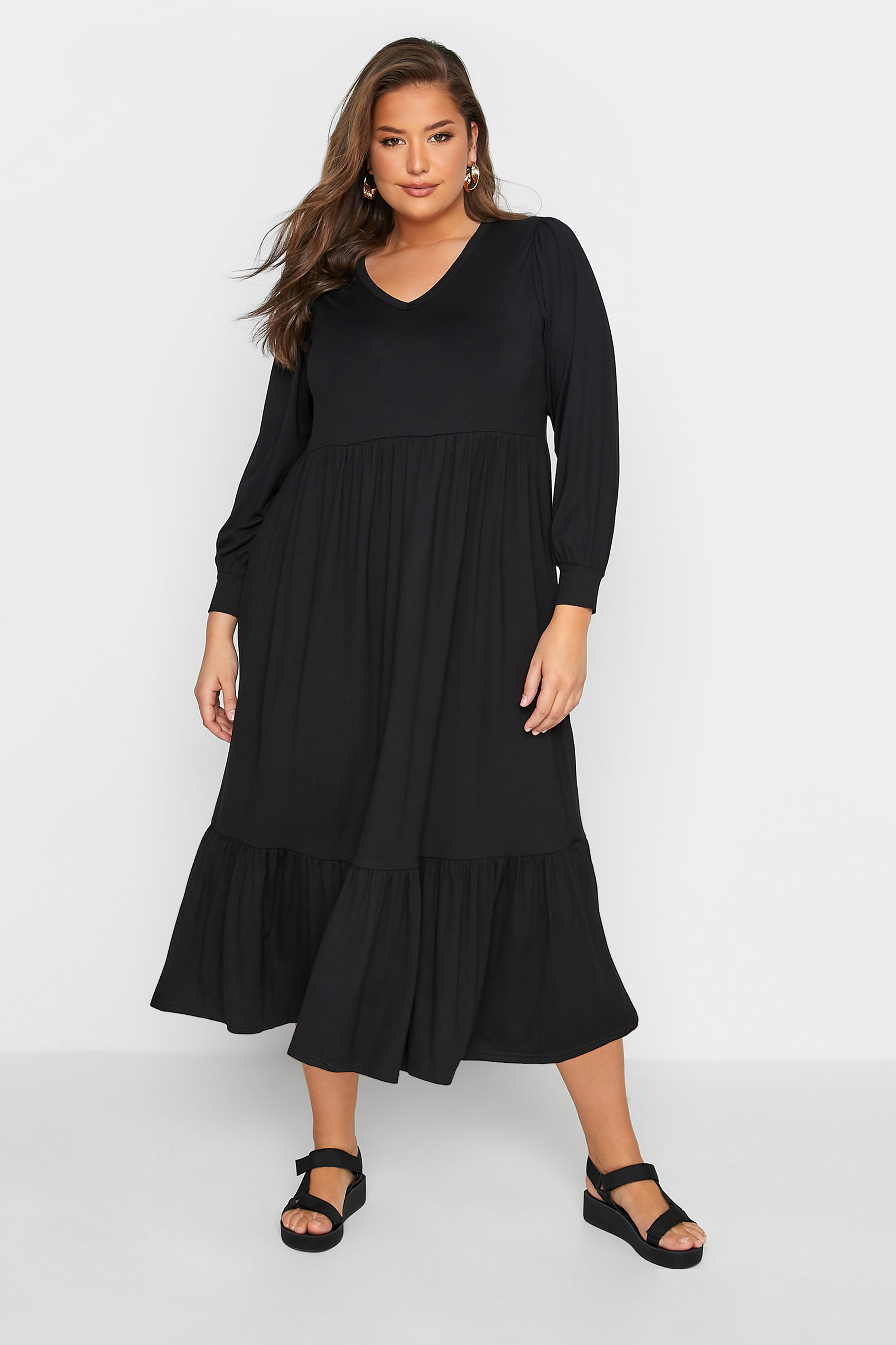 LIMITED COLLECTION Curve Black Smock Maxi Dress_A.jpg