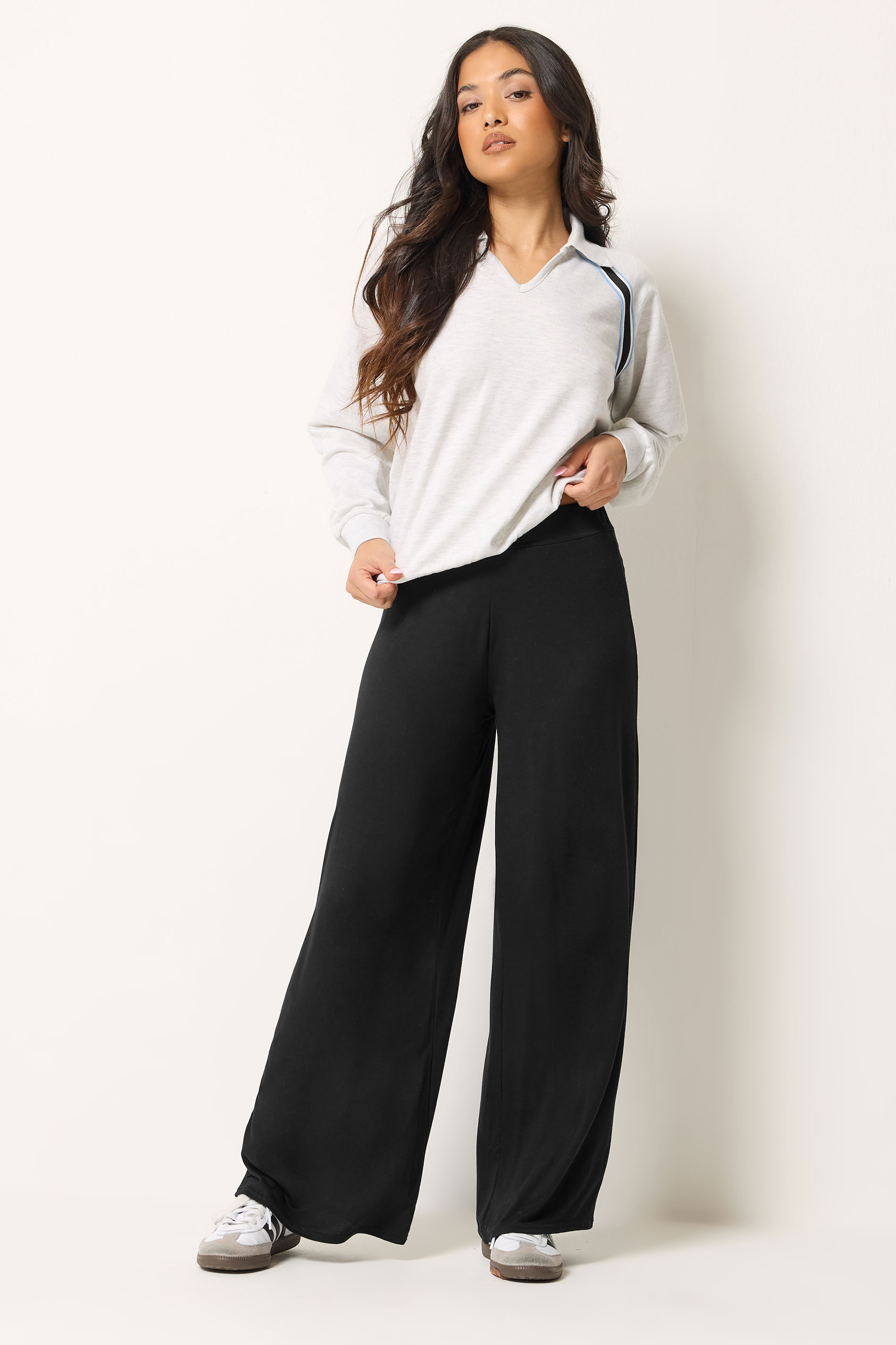 PixieGirl Petite Black Wide Leg Trousers | PixieGirl  3