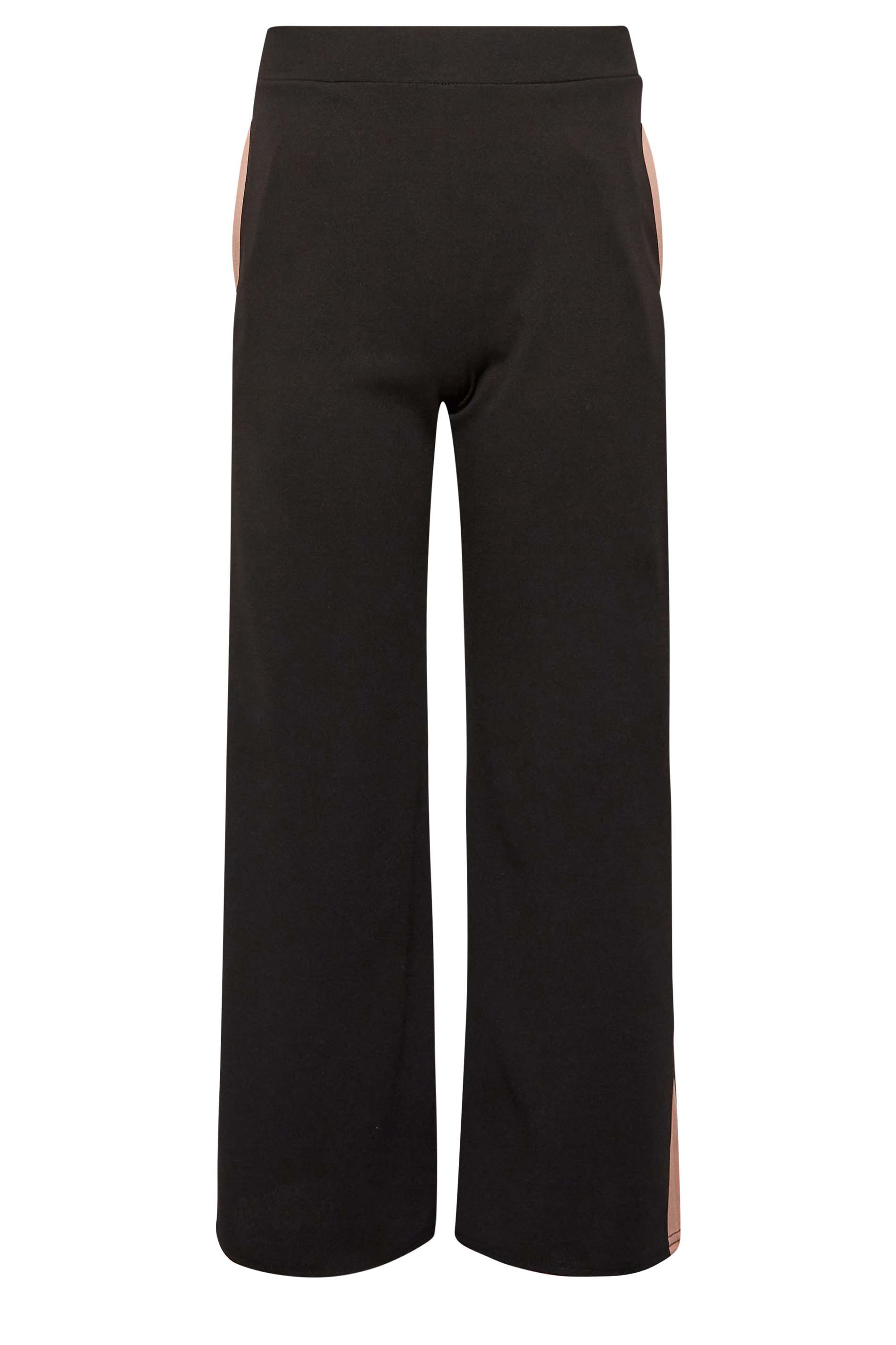 Checked Side Stripe Wide Leg Trousers