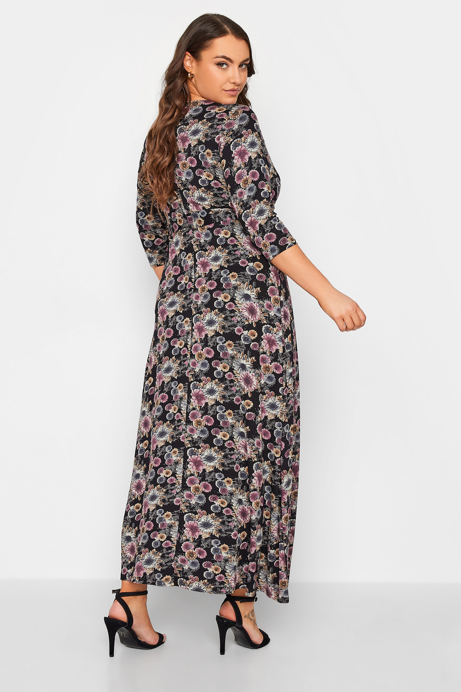 Plus Size Black Floral Wrap Maxi Dress | Yours Clothing 3