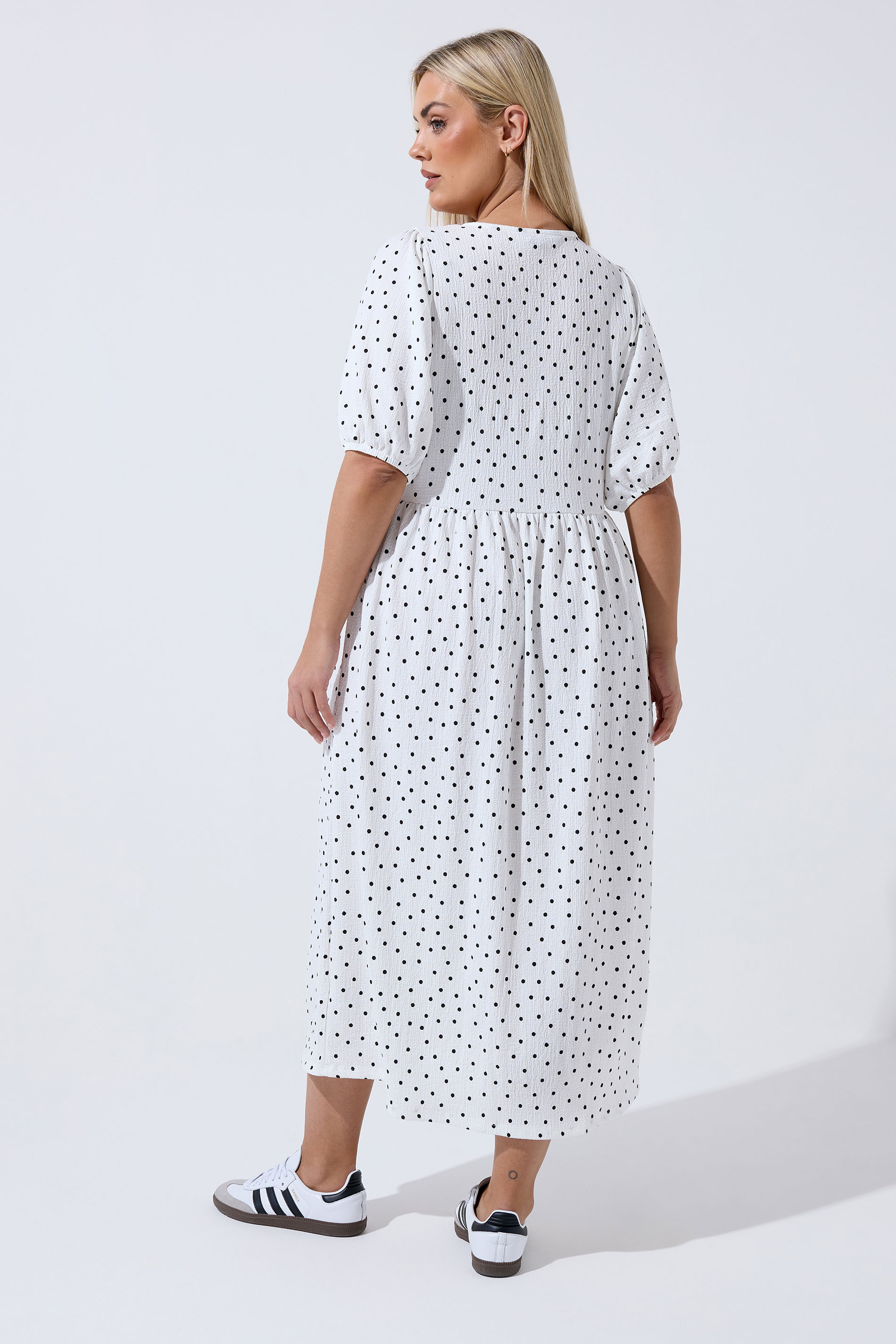 LIMITED COLLECTION Plus Size Ivory White Polka Dot Bow Dress | Yours Clothing 2