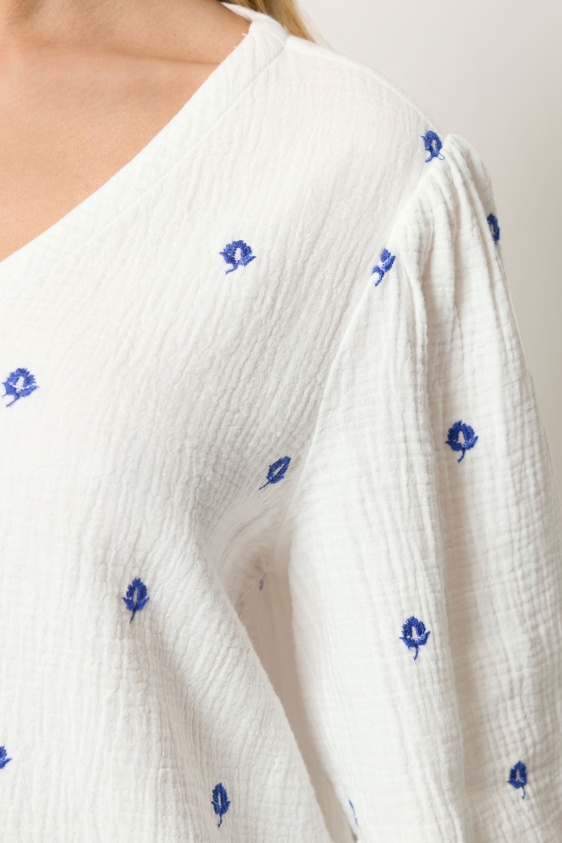 M&Co White Floral Embroidered Cotton Blouse | M&Co 5