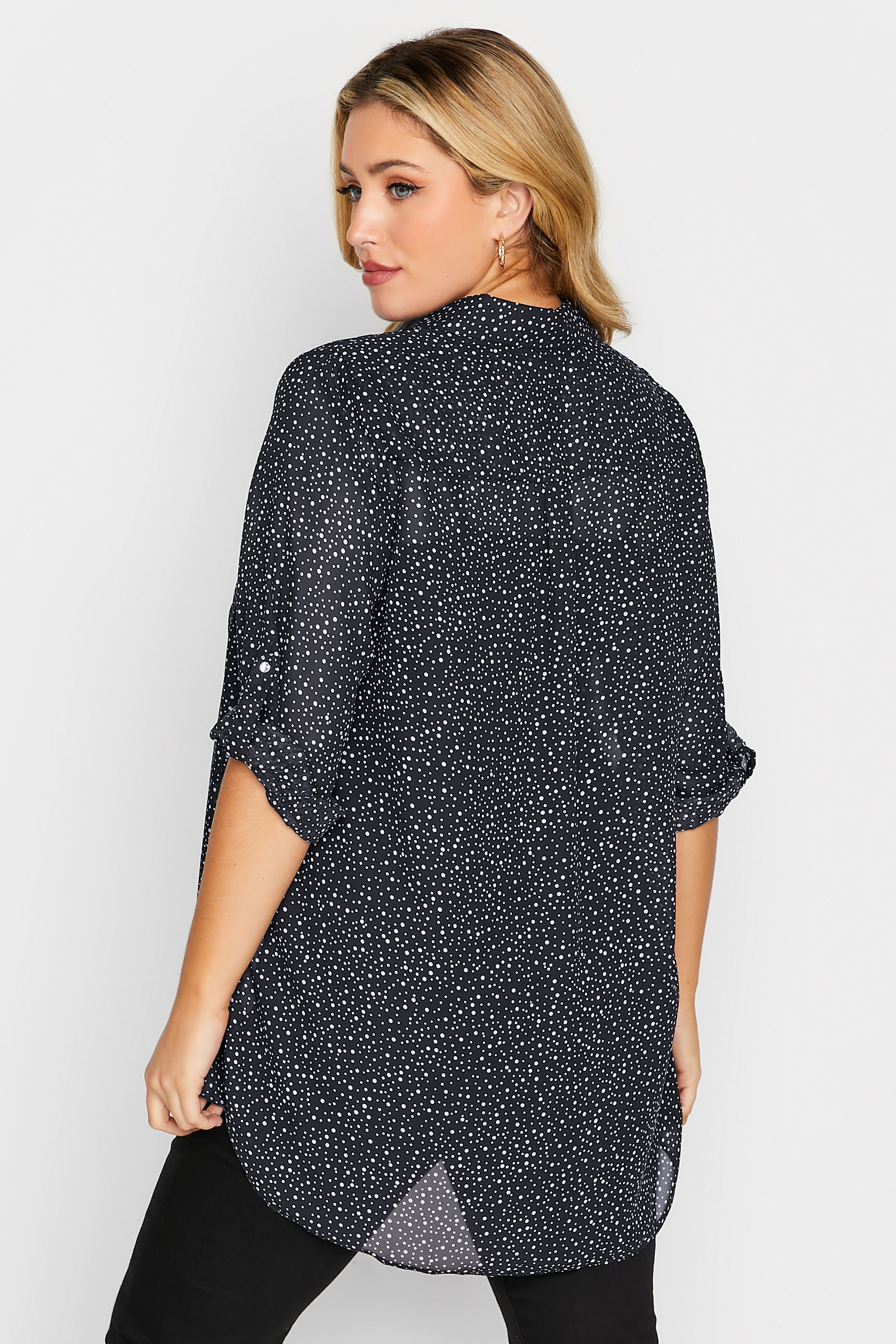 YOURS Plus Size Navy Blue Polka Dot Button Through Shirt | Yours Clothing 3