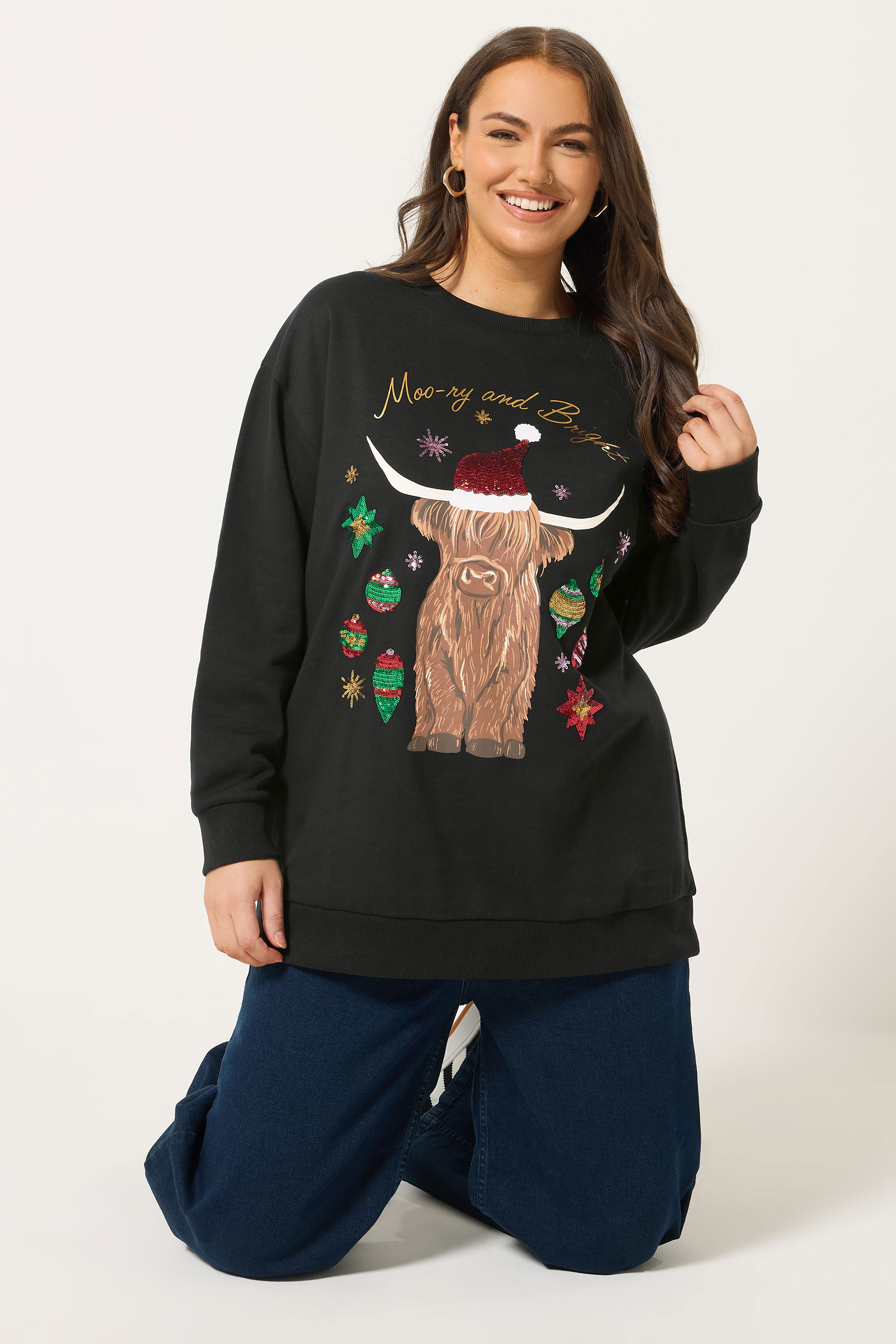Sweat De Noël Femme Imprimé Vache Des Highlands - Polaire Sherpa, Manches Longues - Pull Fantaisie Chaud Et Amusant