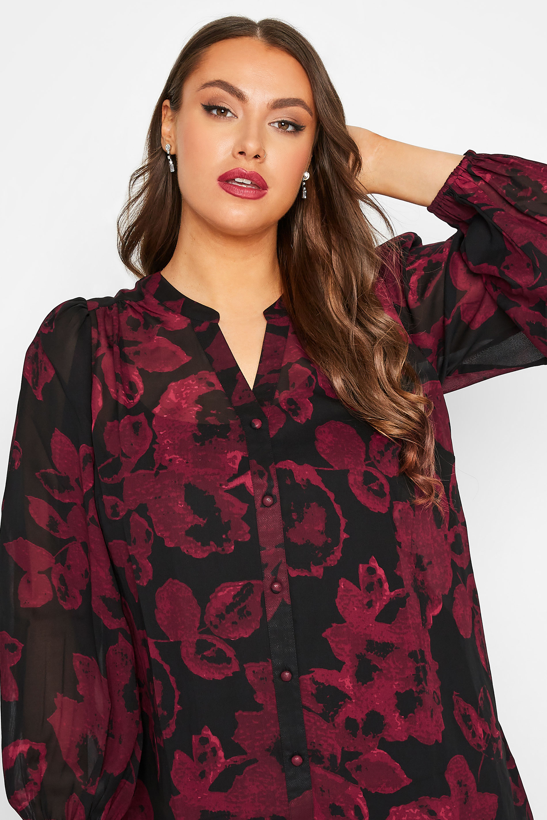 Yours London Curve Black Floral Print Blouse Yours Clothing 