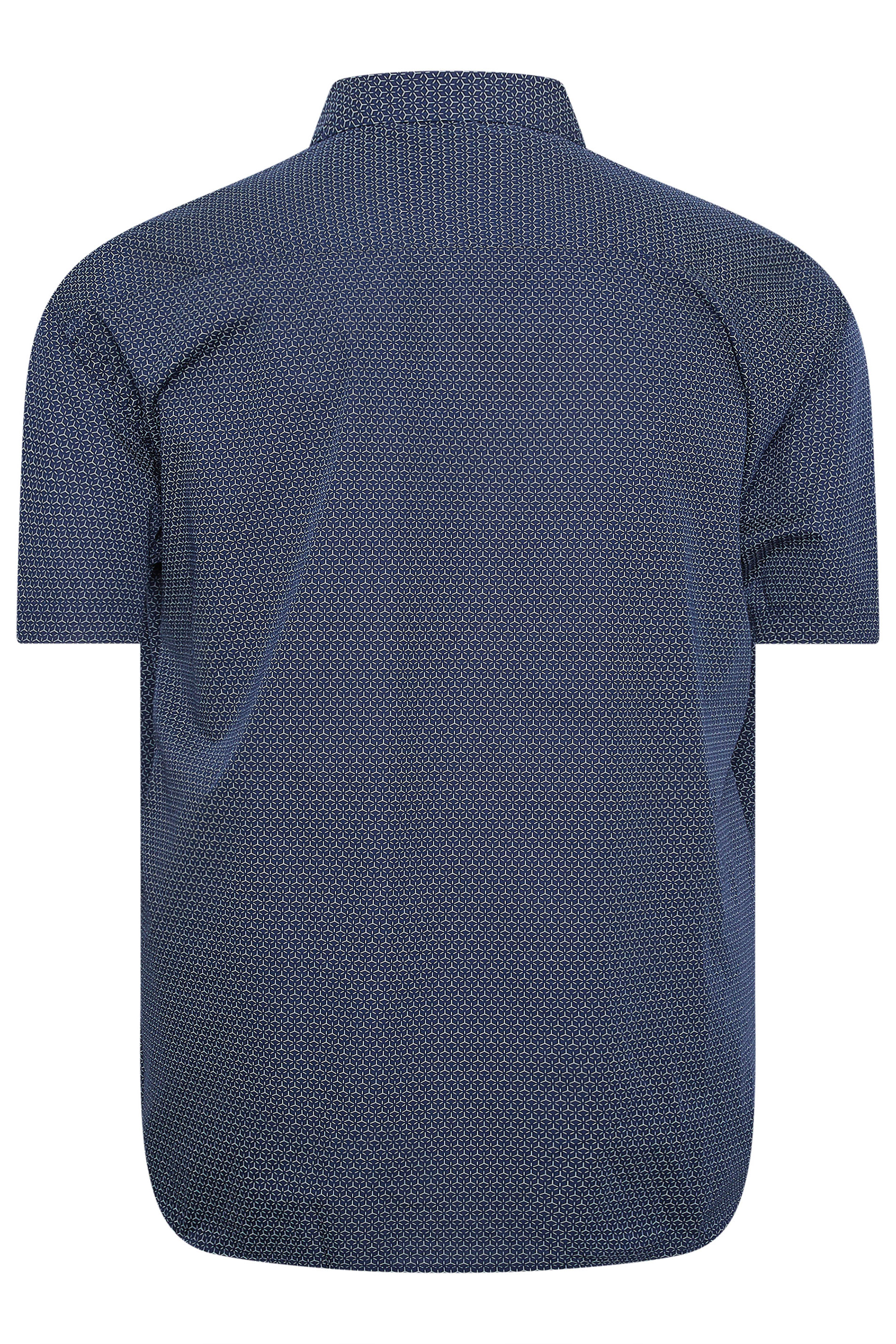KAM Big & Tall Navy Blue Geo Print Shirt | BadRhino 4