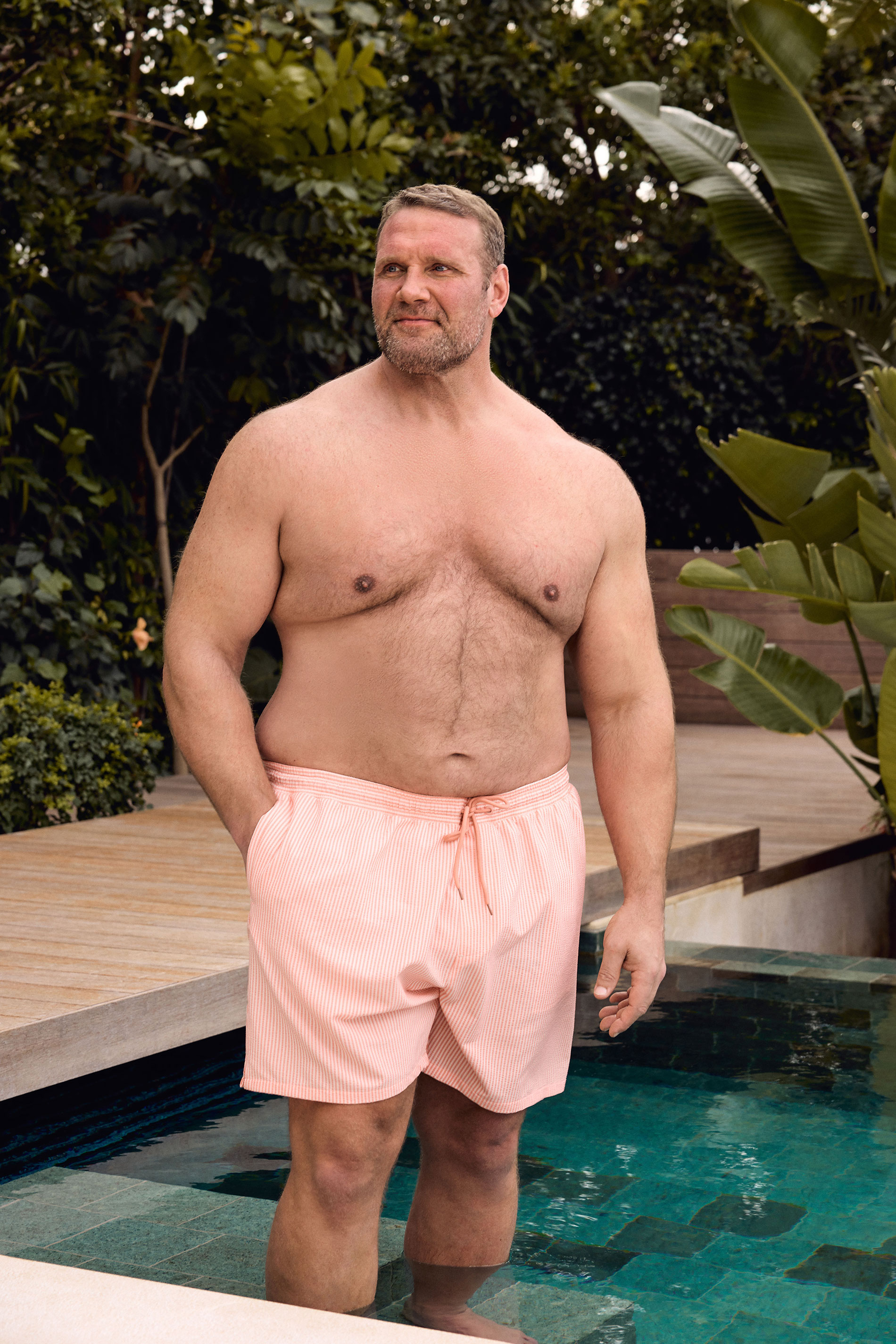 BadRhino Big & Tall Pink Stripe Seersucker Swim Shorts | BadRhino 3