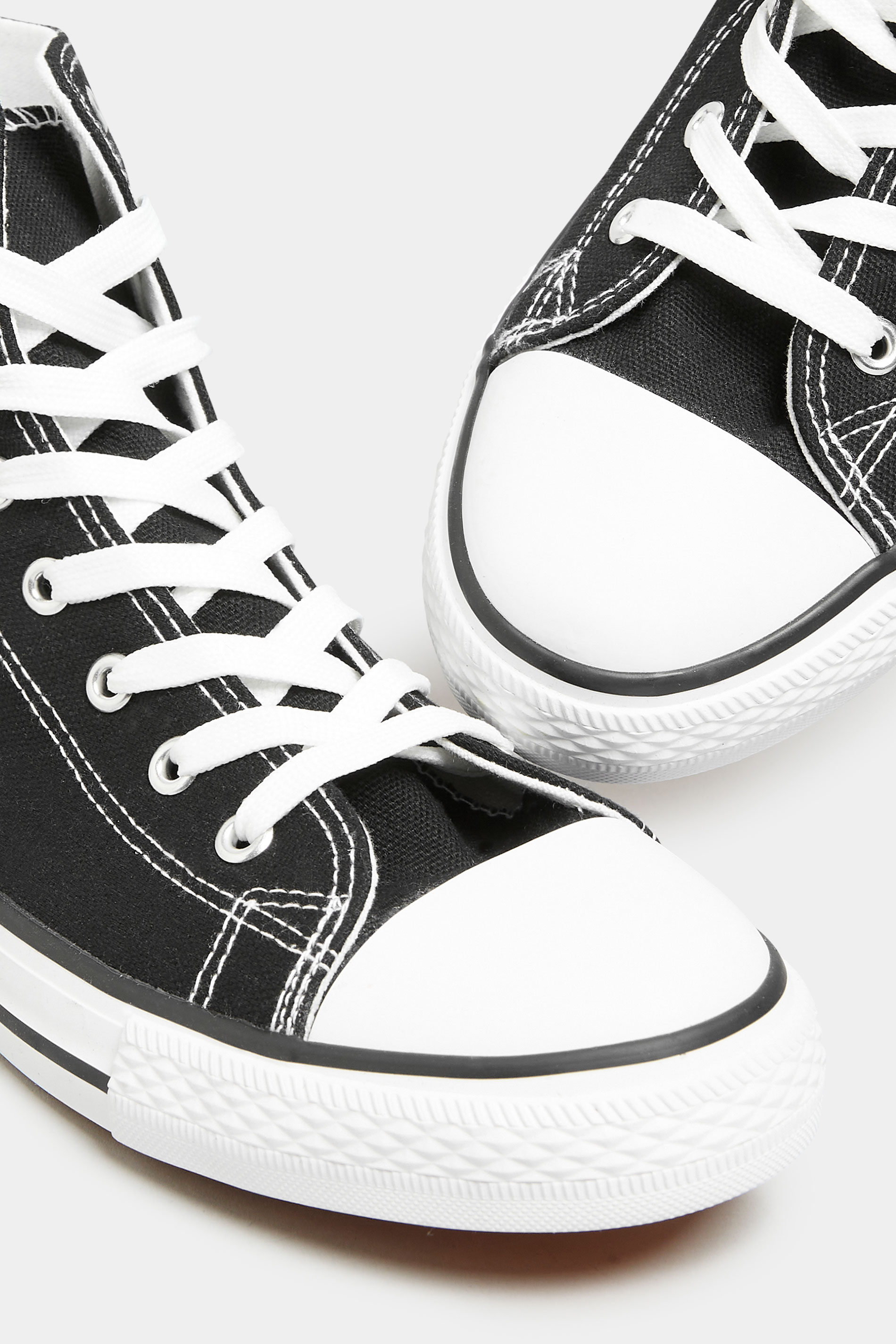 LTS Black Canvas High Top Trainers In Standard Fit | Long Tall Sally