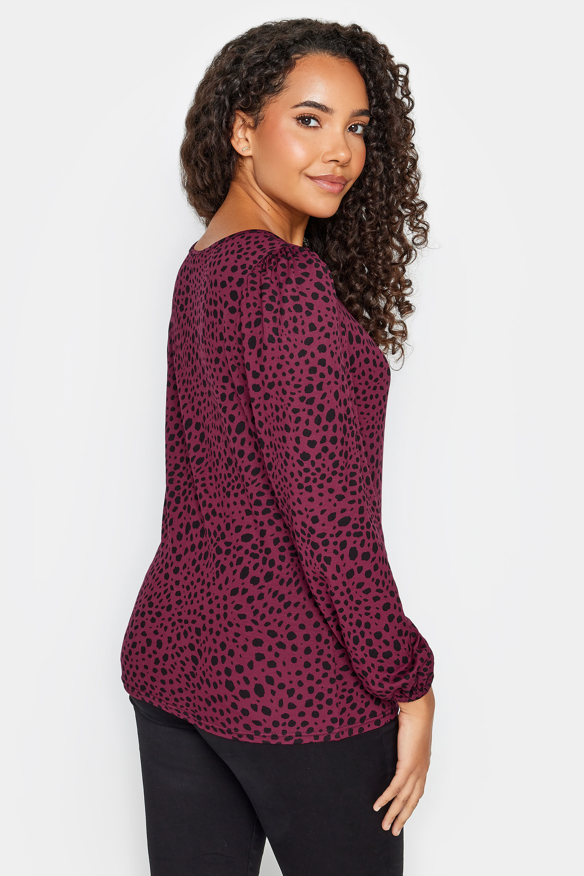 M&Co Red Spot Print Balloon Sleeve Top | M&Co 3
