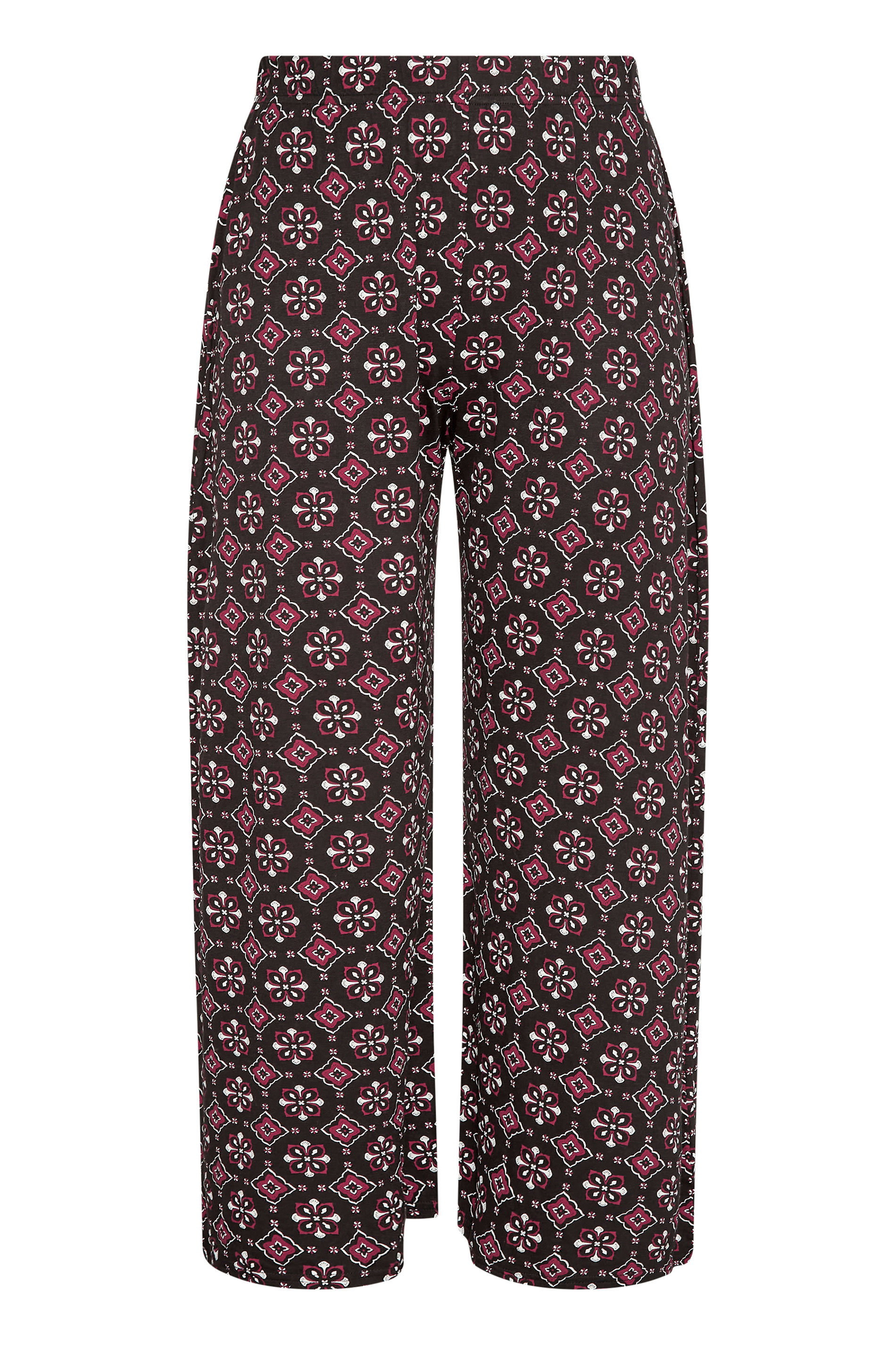 Plus Size Burgundy Red Tile Print Wide 