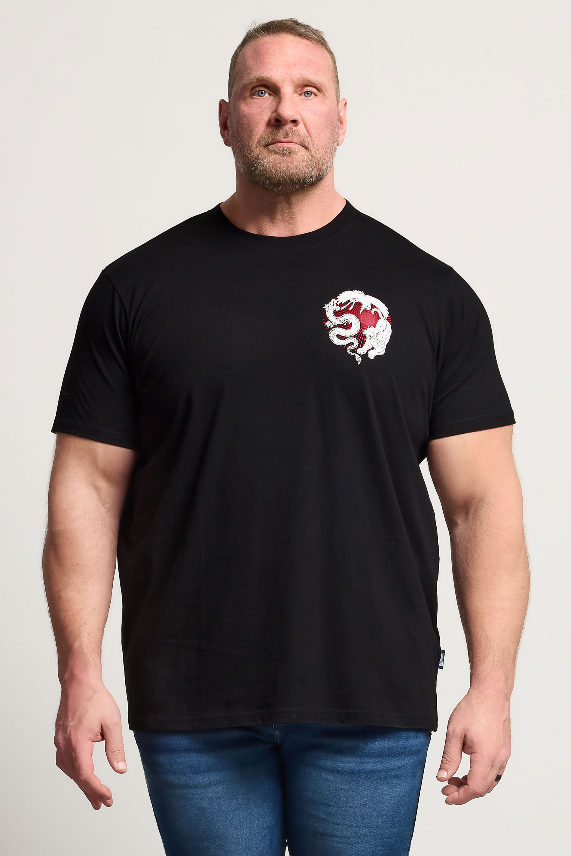 BadRhino Big & Tall Black Japanese Animal Graphic T-Shirt | BadRhino 3