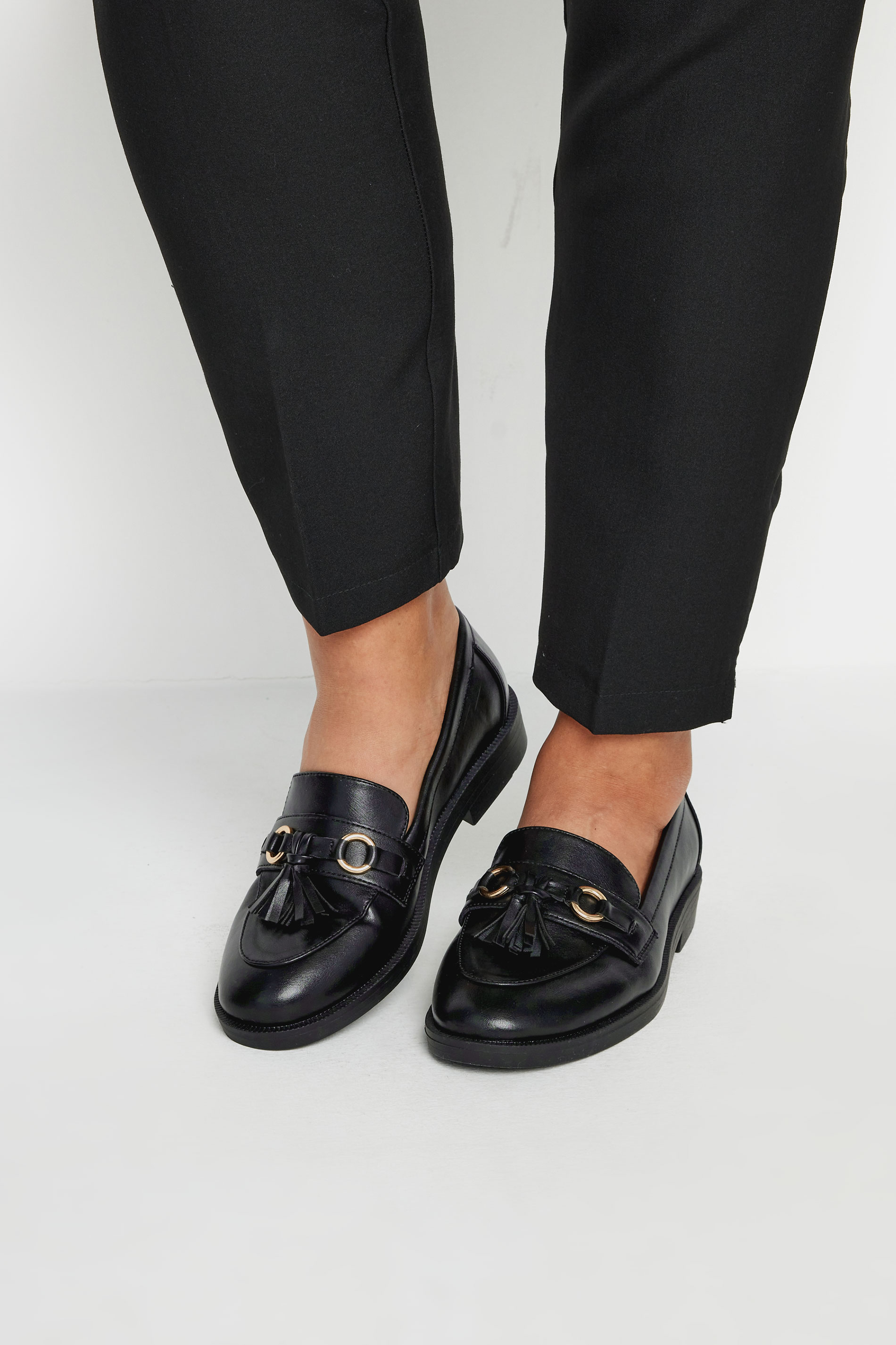 Black Tassel Detail Loafers In Extra Wide EEE Fit | Yours Clothing 3