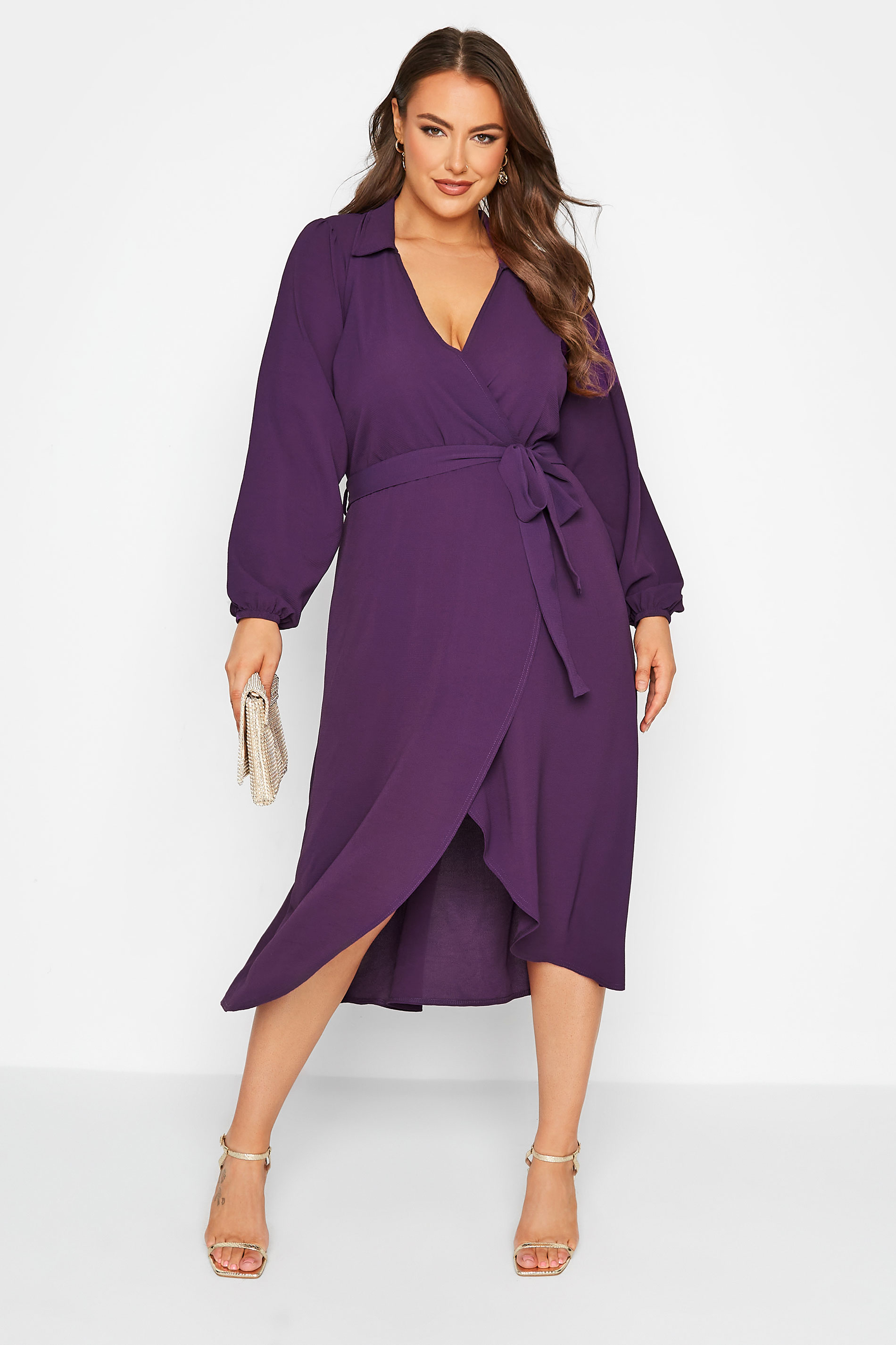 LIMITED COLLECTION Plus Size Purple Wrap Dress | Yours Clothing 1