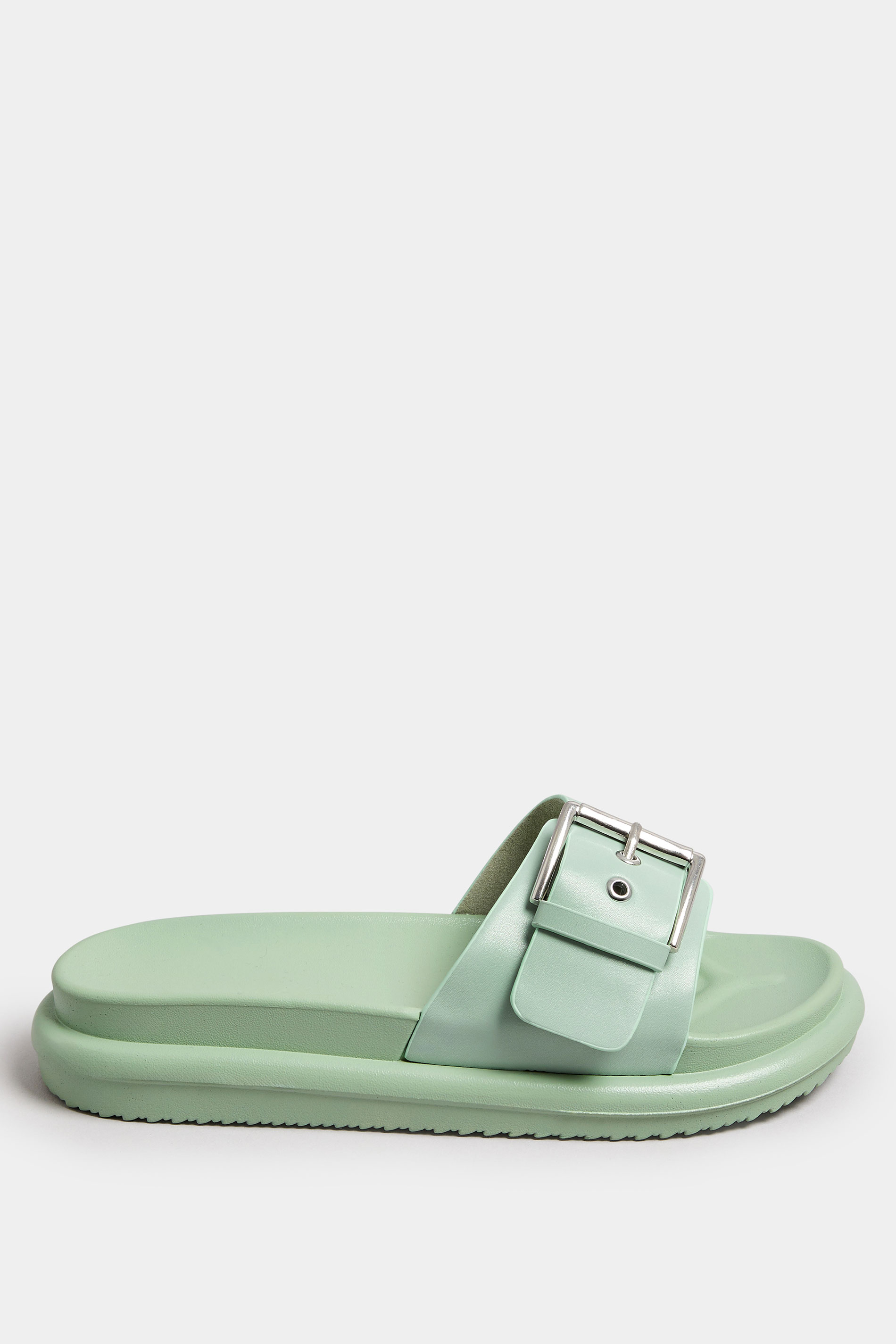Green Buckle Strap Mule Sandal In Wide E Fit | Yours Clothing 3