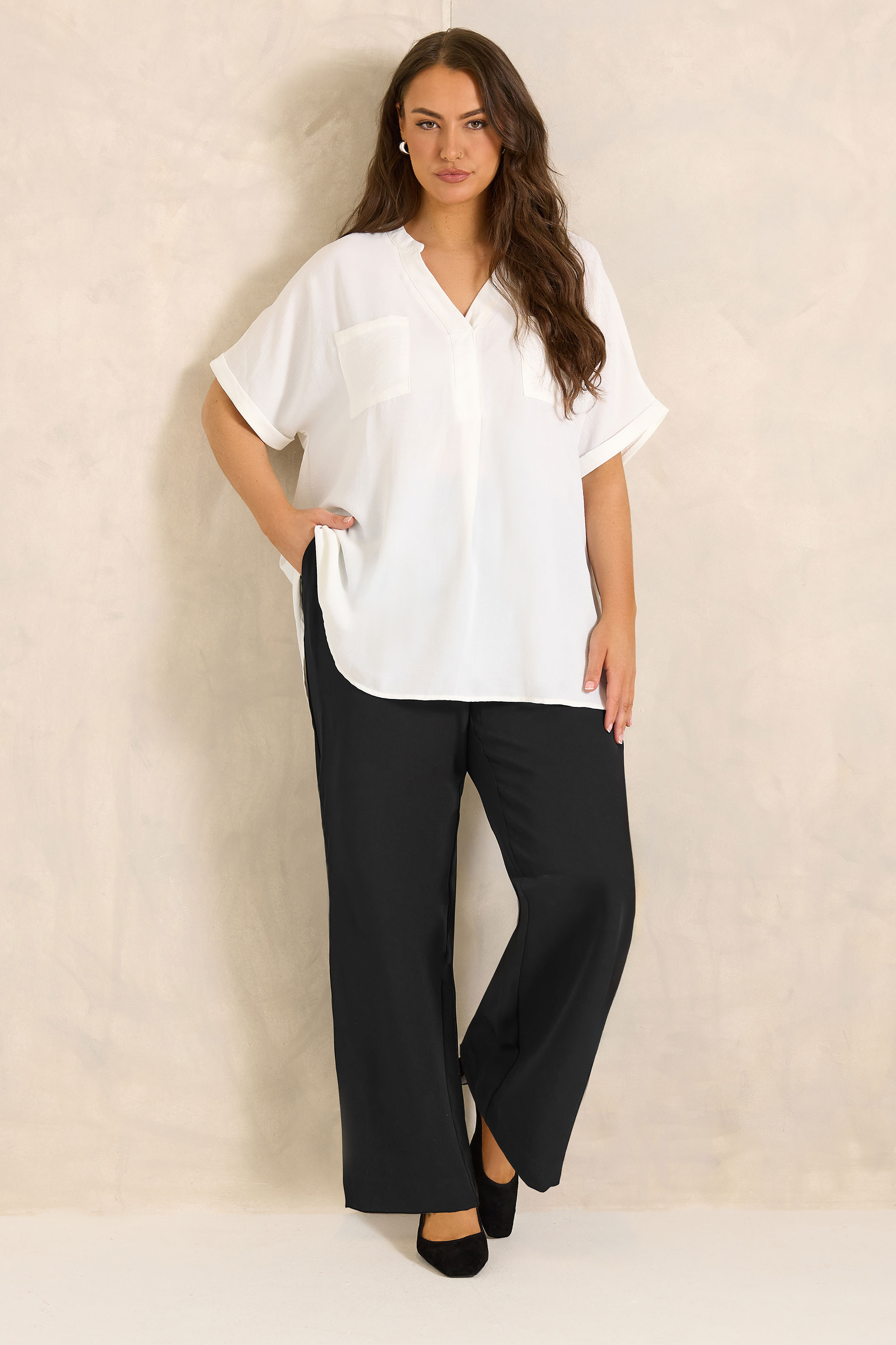 EVANS Plus Size Black Wide Leg Formal Trousers | Evans 2