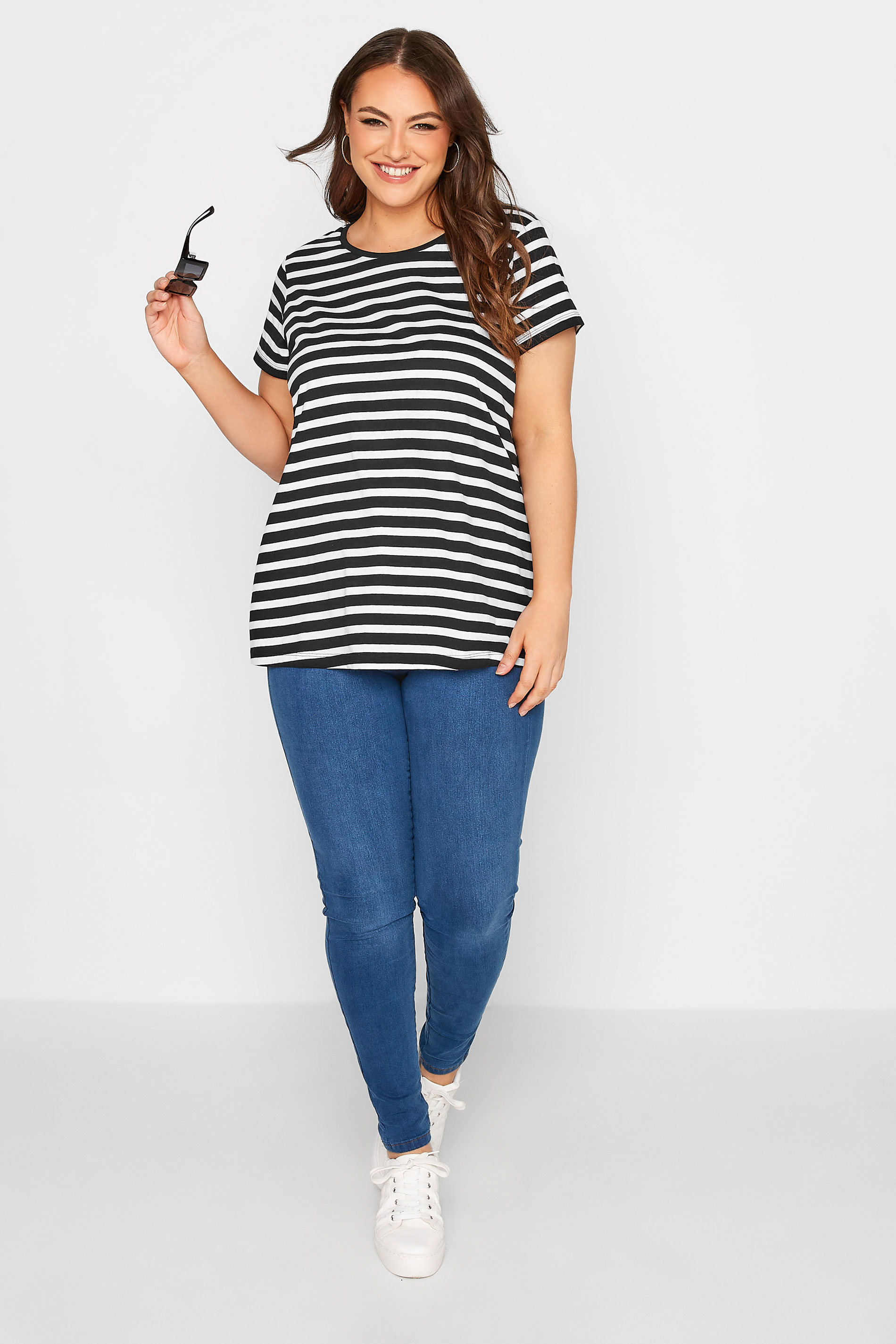 3 PACK Plus Size Black & White & Stripe T-Shirts | Yours Clothing 3
