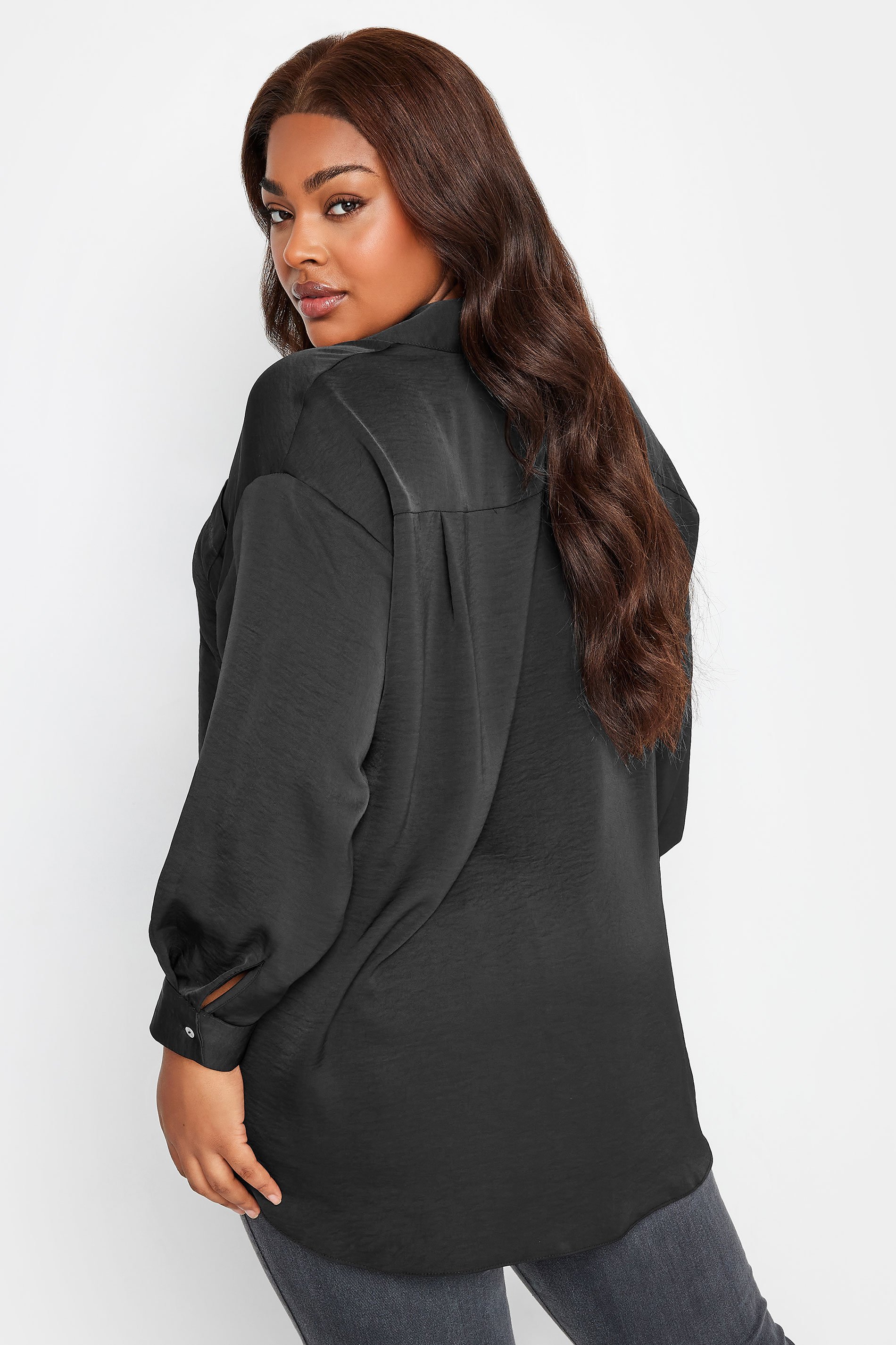 YOURS Curve Black Button Through Shirt | Yours Clothing 3