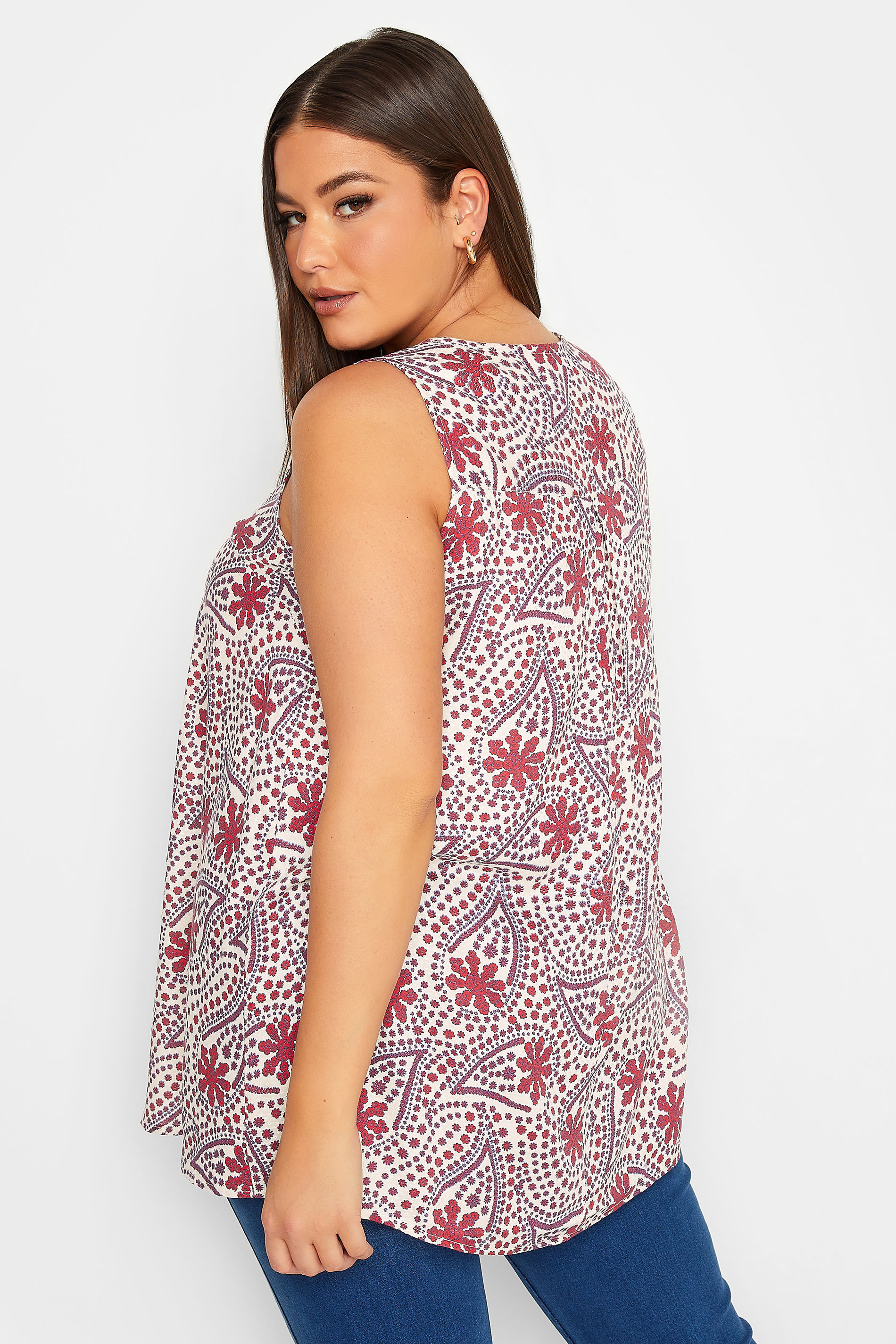 YOURS Curve Plus Size Red Floral Paisley Print Swing Top | Yours Clothing  3