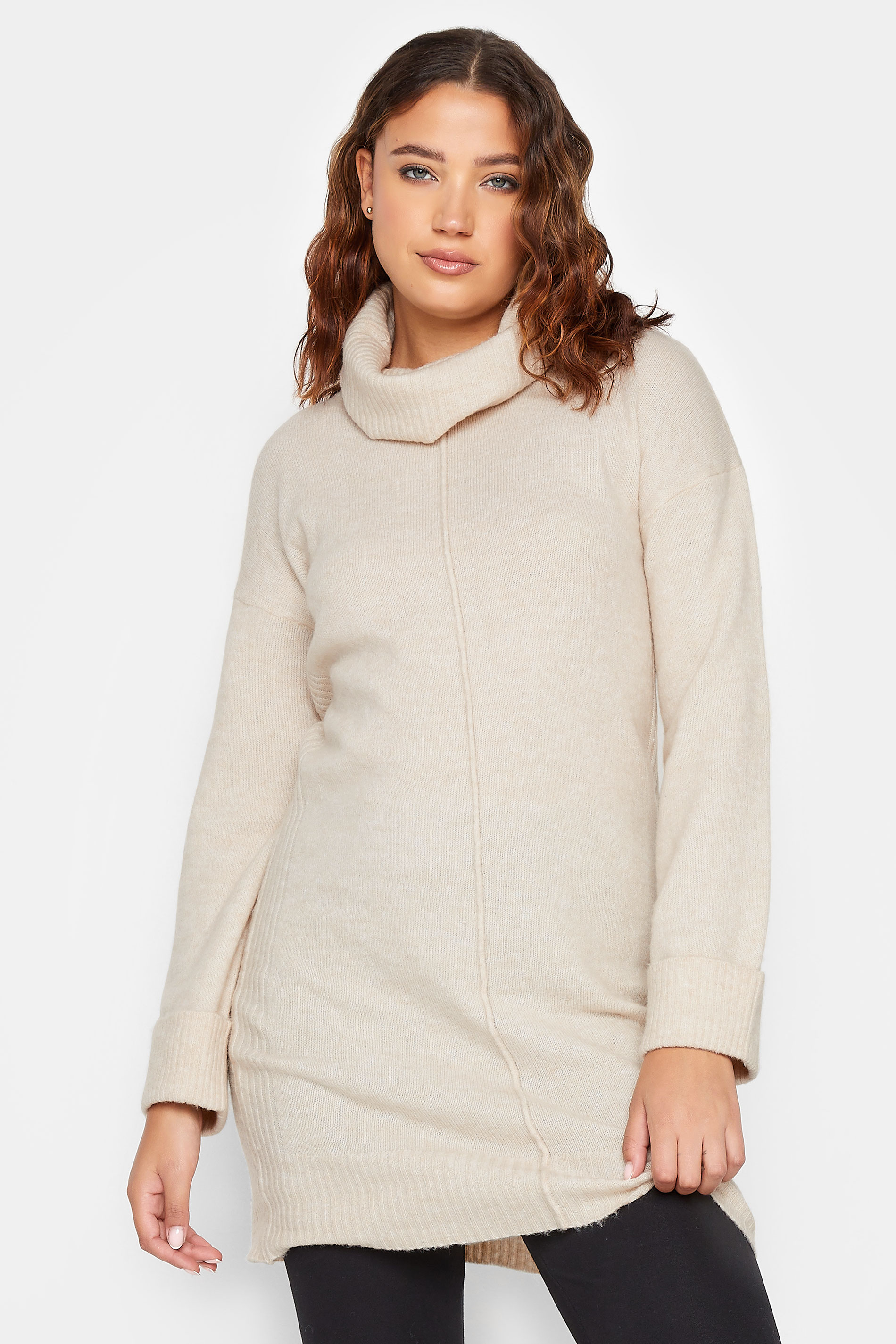 LTS Tall Ivory White Boxy Roll Neck Jumper | Long Tall Sally 1