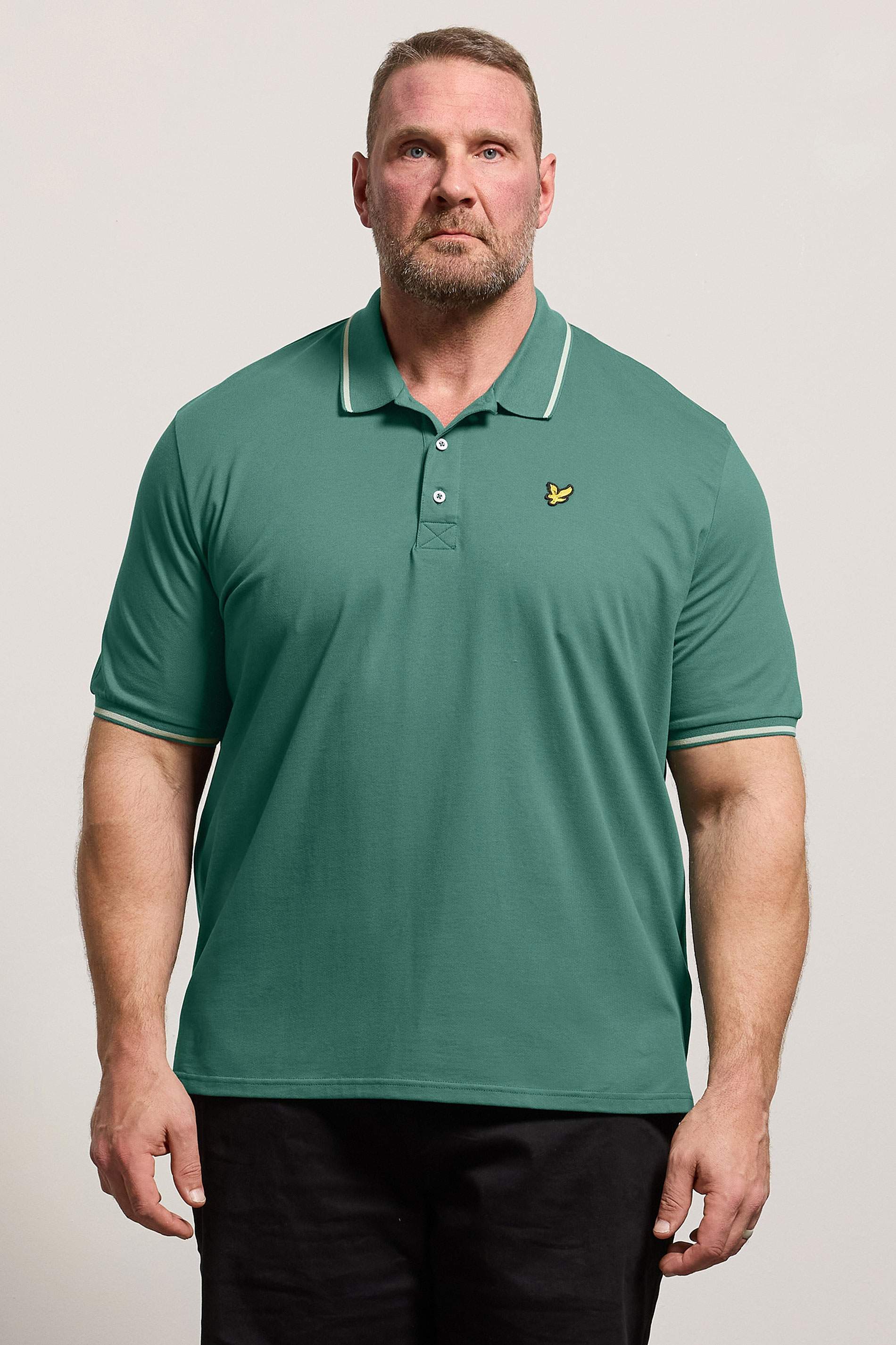 LYLE & SCOTT Big & Tall Everglade Green Tipped Polo Shirt | BadRhino 1