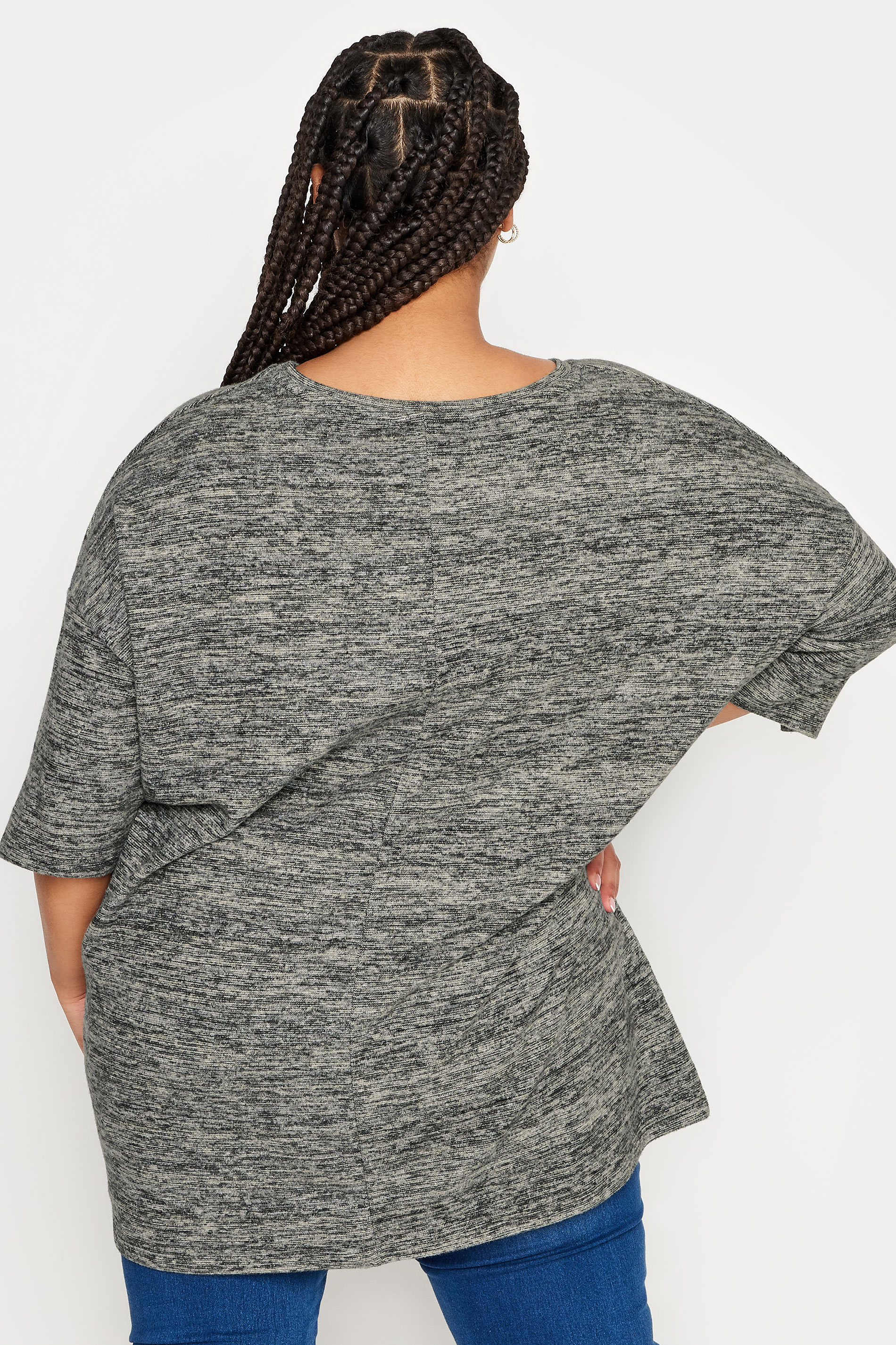YOURS Plus Size Grey Soft Touch Button Detail Top | Yours Clothing 3