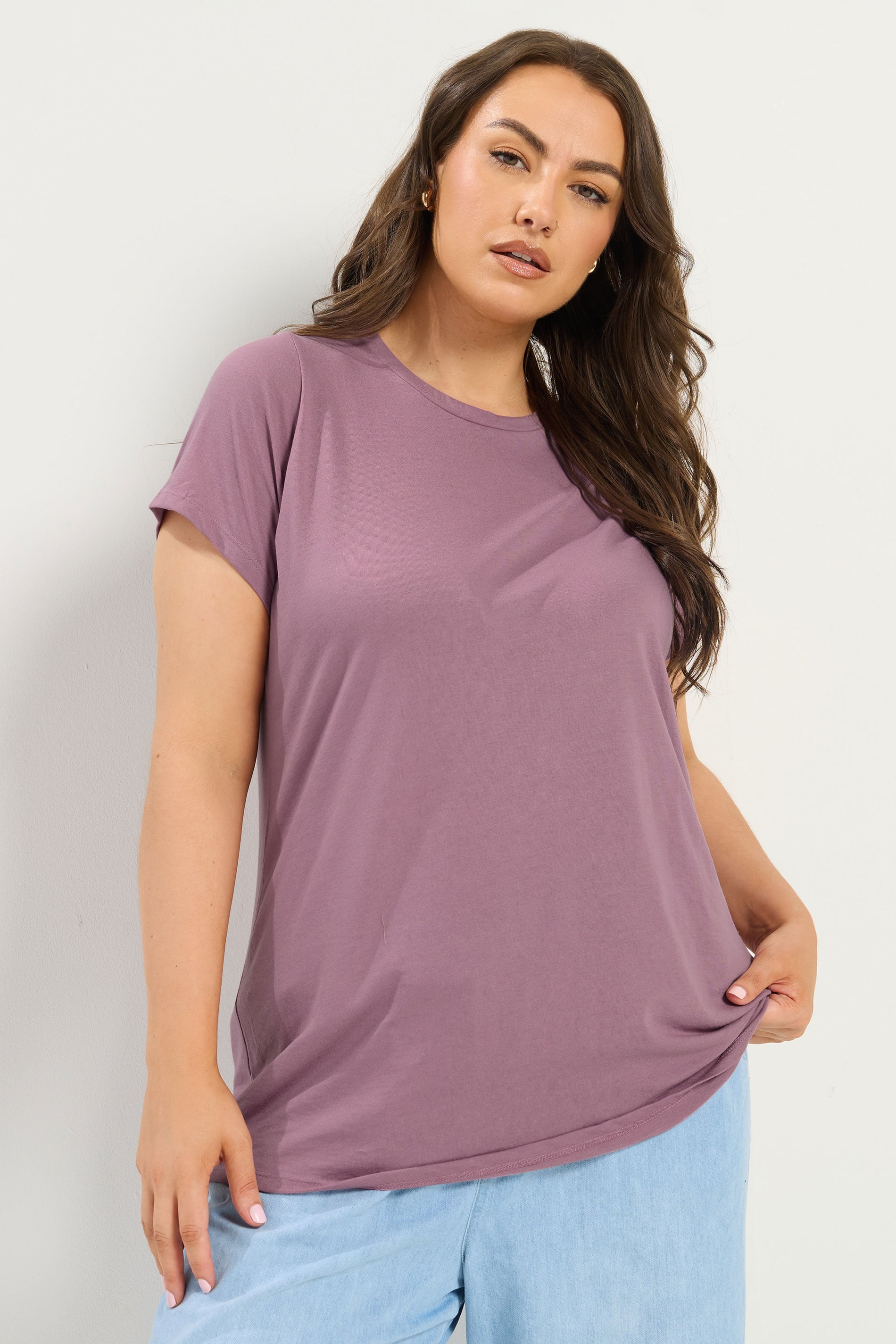 YOURS Plus Size Light Purple Core T-Shirt | Yours Clothing 3